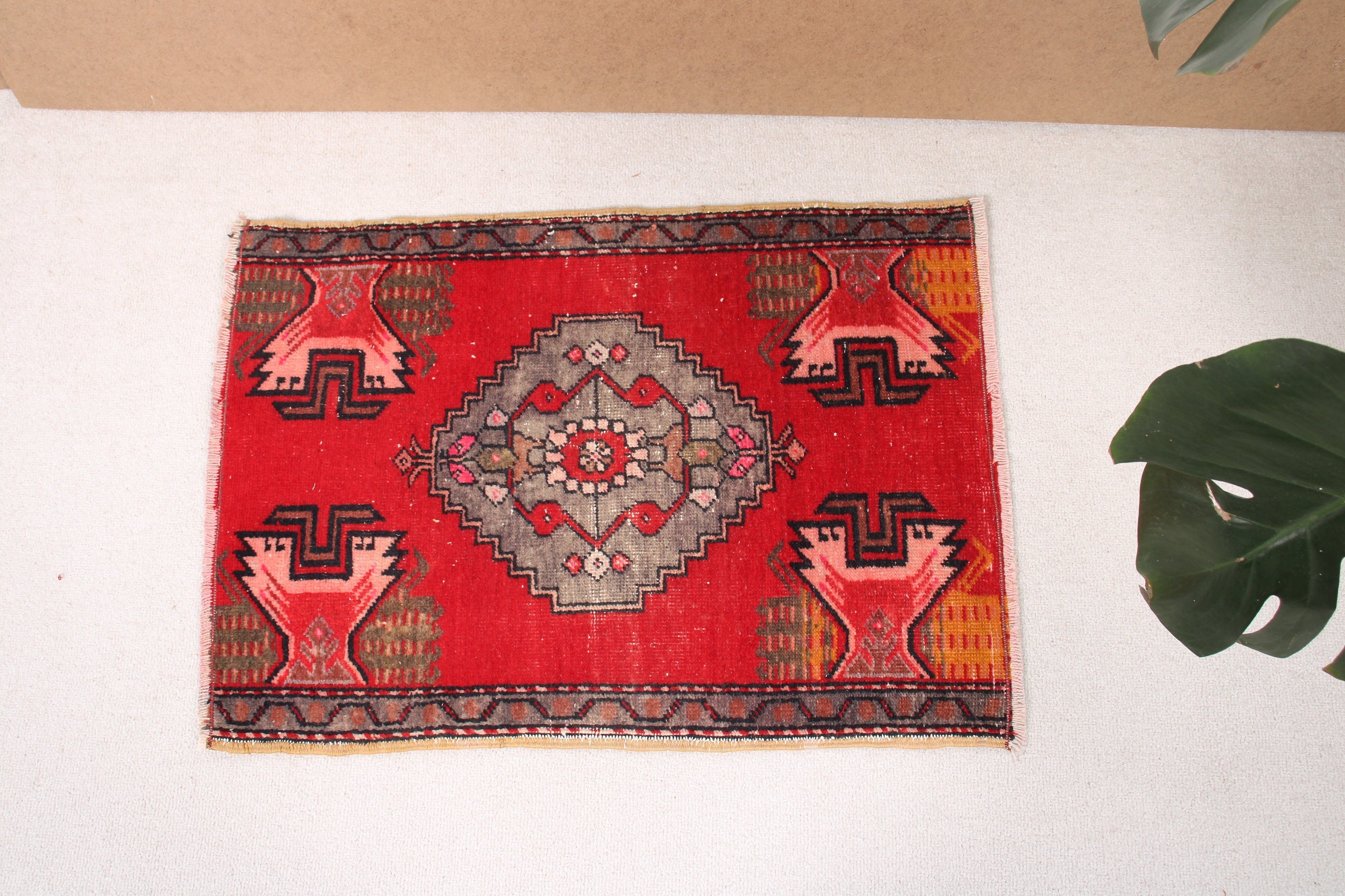 Nursery Rug, Handmade Rug, 1.7x2.3 ft Small Rugs, Door Mat Rugs, Antique Rugs, Turkish Rugs, Floor Rug, Vintage Rugs, Red Flatweave Rug