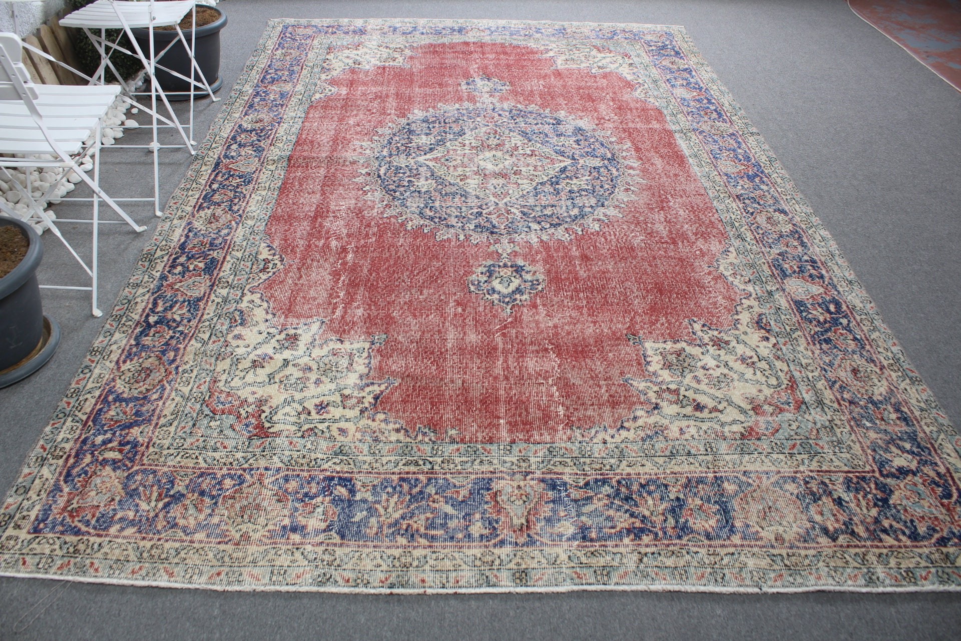 Saloon Rug, Red Wool Rugs, Cool Rug, Rugs for Saloon, Dining Room Rugs, Oriental Rug, Vintage Rug, 7.1x11 ft Oversize Rugs, Turkish Rug