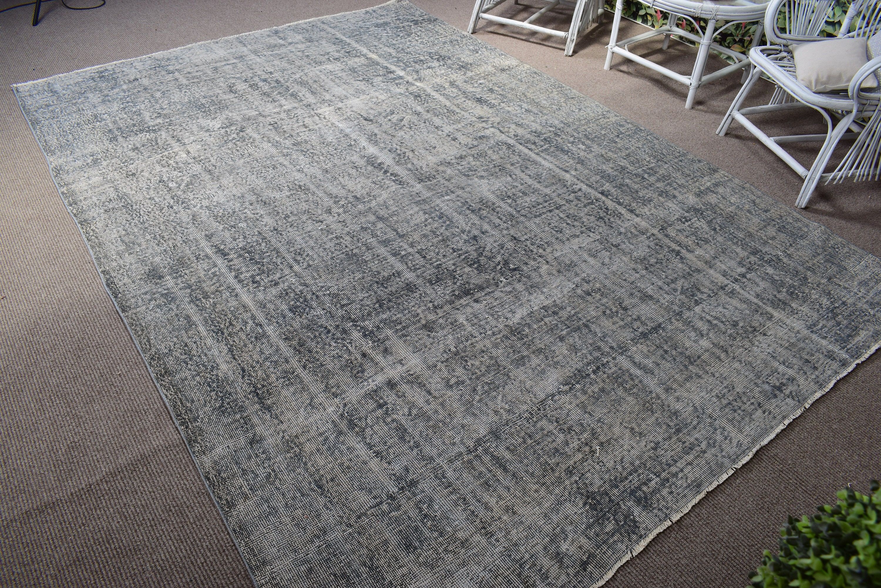 Oushak Rugs, Salon Rugs, Turkish Rugs, Large Boho Rug, Vintage Rugs, Floor Rugs, 6.8x9.8 ft Large Rugs, Gray Oushak Rugs, Oriental Rugs