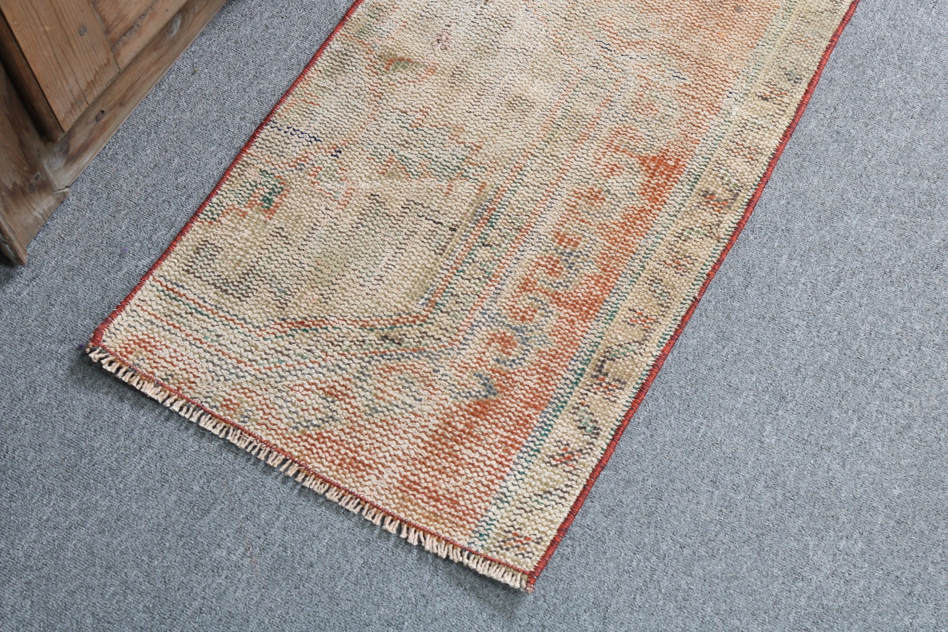 Turkish Rug, Small Area Rug, Anatolian Rugs, 1.5x3.1 ft Small Rugs, Door Mat Rug, Antique Rug, Vintage Rugs, Aztec Rug, Orange Antique Rugs