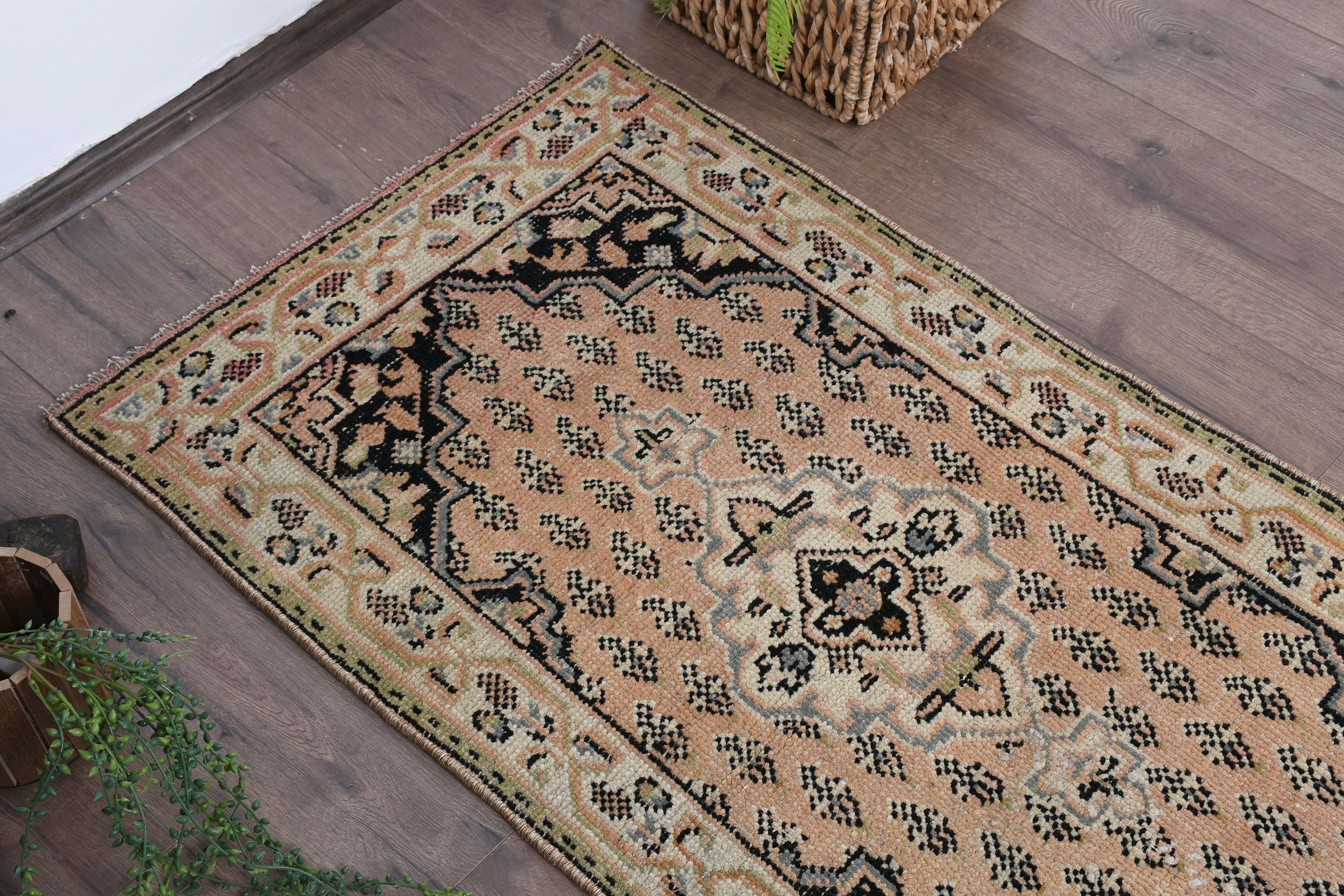 Antika Halı, Çocuk Halısı, Bej 2.2x4.2 ft Küçük Halılar, Giriş Halıları, Anadolu Halıları, Soyut Halı, Vintage Halı, Türk Halısı