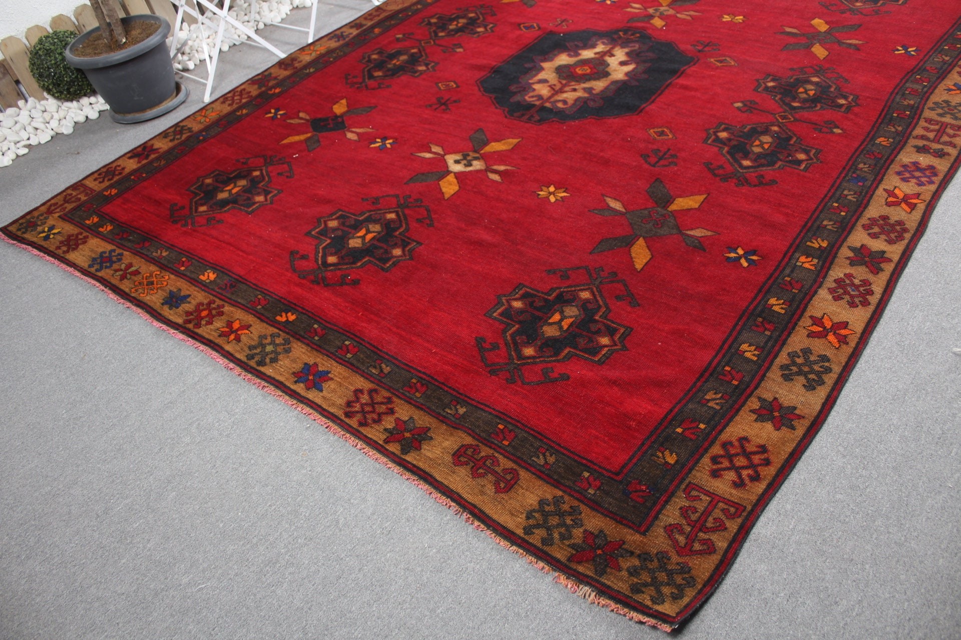 Vintage Rug, Wool Rug, Turkish Rug, Dining Room Rug, Salon Rugs, Bedroom Rugs, Flatweave Rug, Red Oriental Rug, 8.3x10.7 ft Oversize Rug