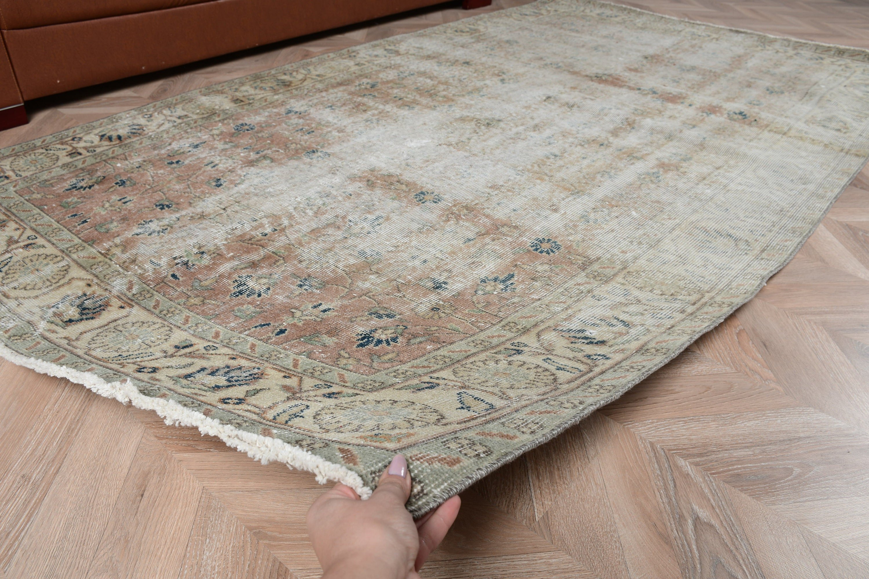 Rugs for Indoor, Beige Oushak Rugs, Floor Rug, Home Decor Rug, Turkish Rugs, Aztec Rugs, Dining Room Rug, 4.7x8.4 ft Area Rug, Vintage Rug