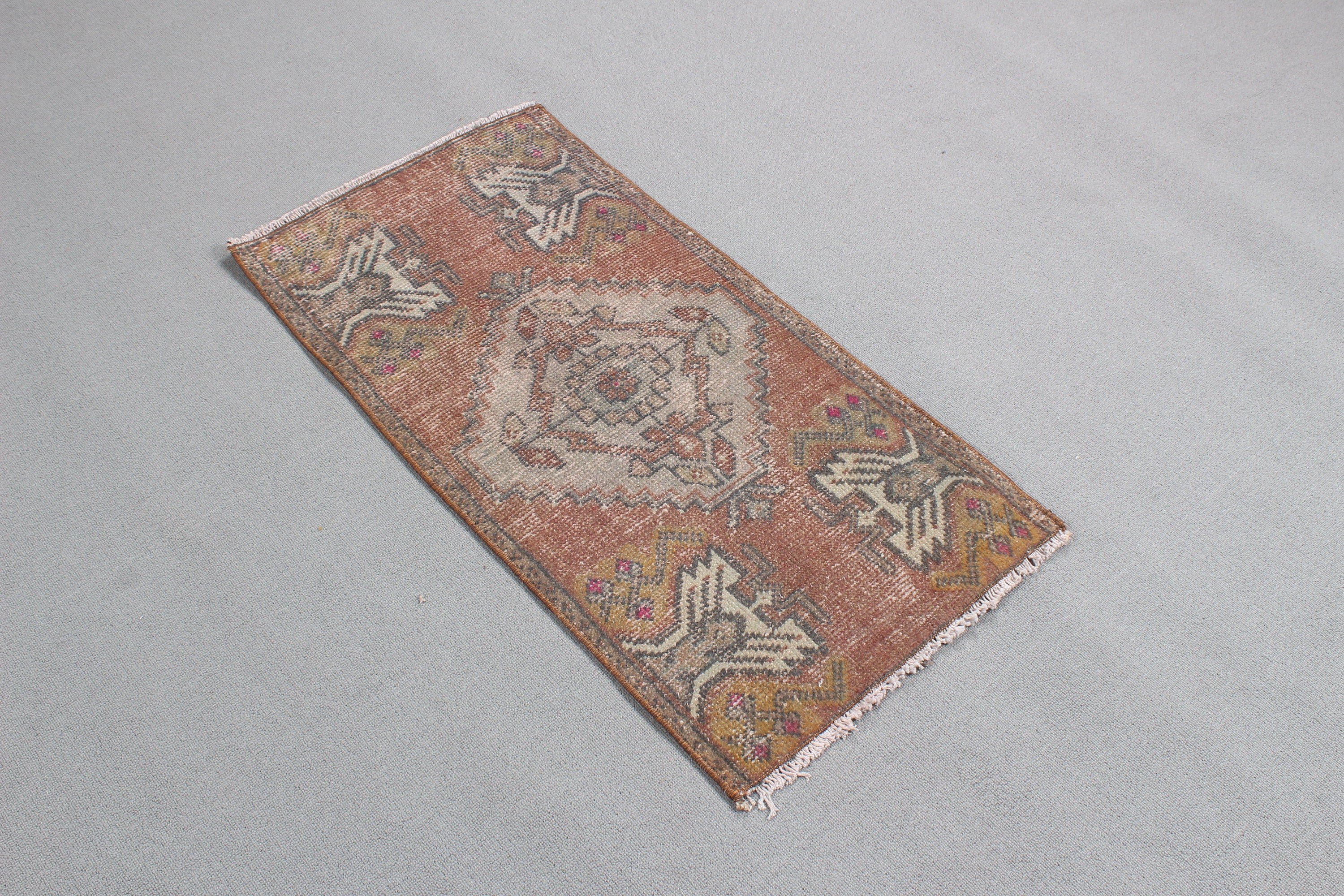 Vintage Halı, Türk Halısı, Düz Dokuma Halı, Mutfak Halısı, Kırmızı Lüks Halı, 1.6x3.2 ft Küçük Halı, Kapı Paspası Halıları, Banyo Paspası Boho Halısı, Geometrik Halı