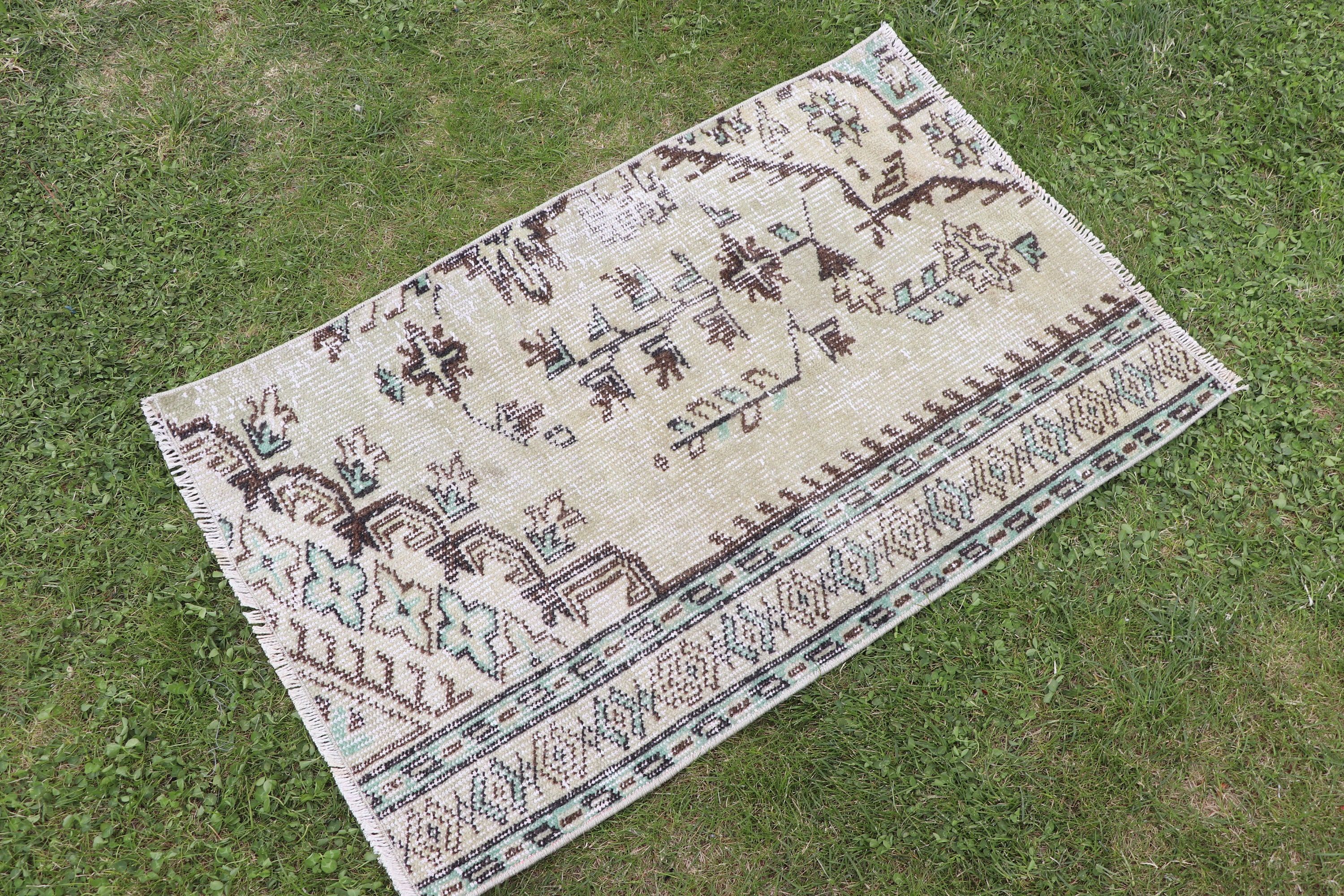 Wall Hanging Rug, Bath Rugs, Bedroom Rugs, Green Antique Rug, Rugs for Bathroom, Vintage Rugs, Turkish Rug, 2x3.2 ft Small Rug, Floor Rug