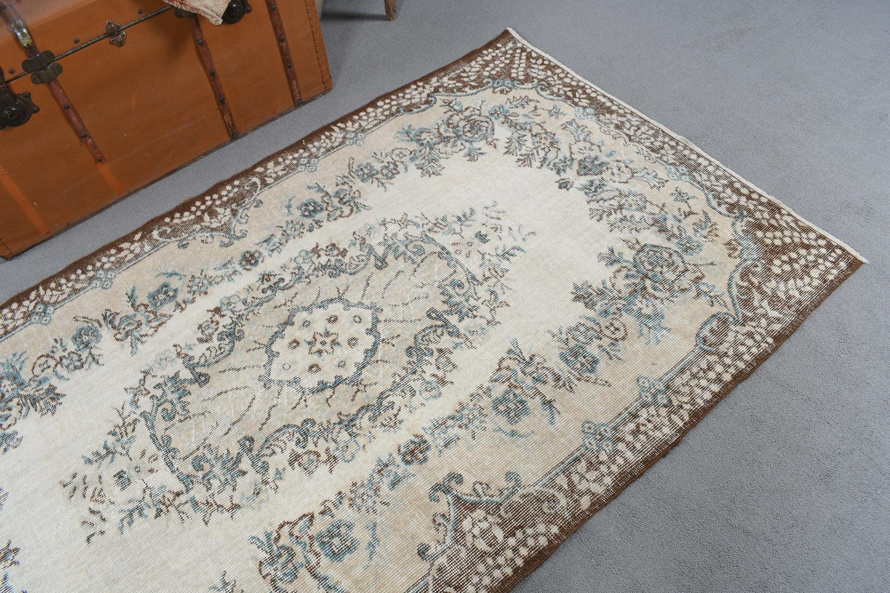 Vintage Area Rugs, Vintage Rug, 3.9x6.8 ft Area Rug, Beige Kitchen Rug, Turkish Rugs, Dining Room Rugs, Floor Rug, Handwoven Rugs