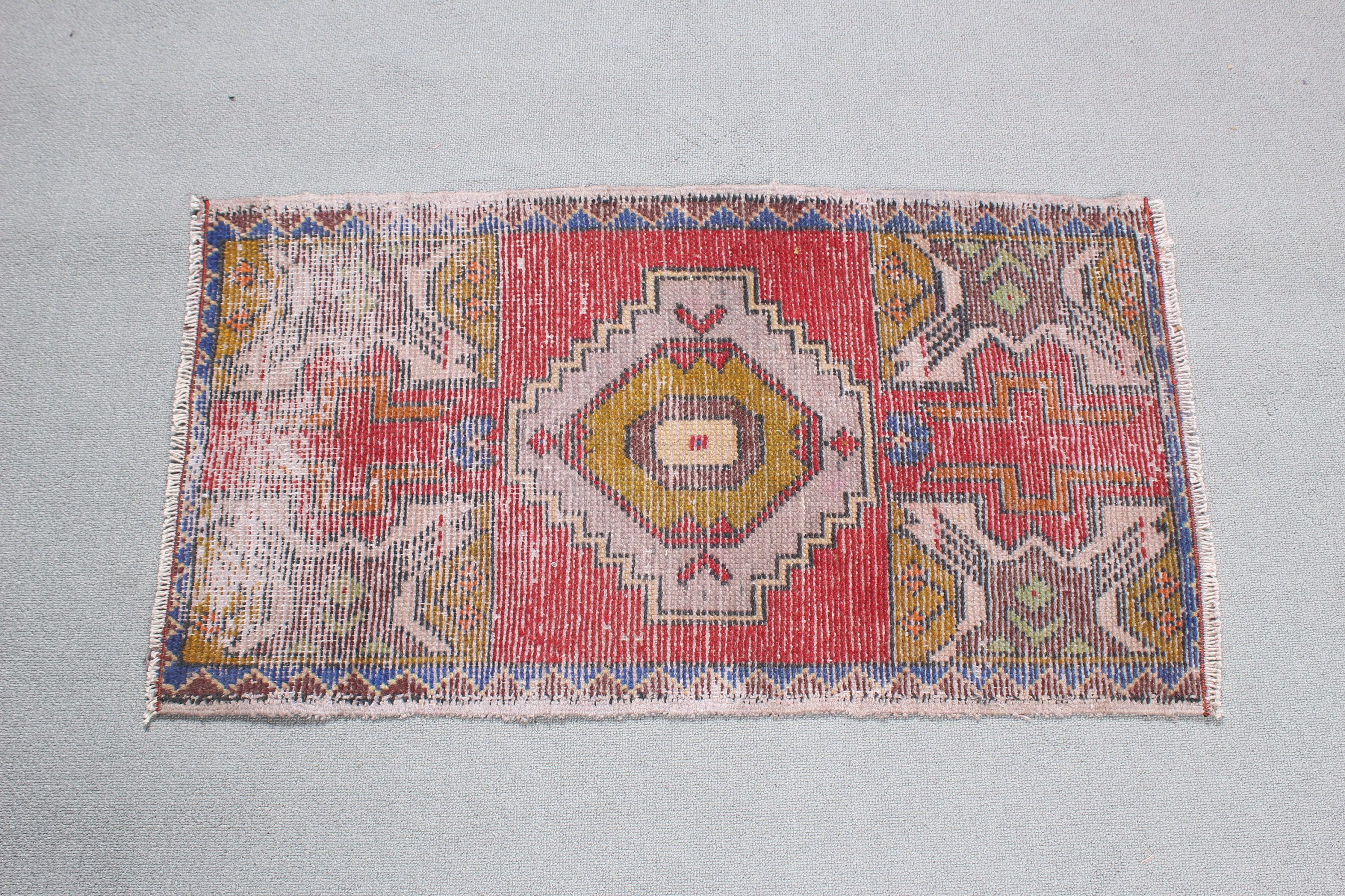 1.6x3 ft Küçük Halılar, Yer Halıları, Kırmızı Nötr Halı, Türk Halıları, Küçük Boho Halıları, Egzotik Halılar, Vintage Halı, Küçük Alan Halıları