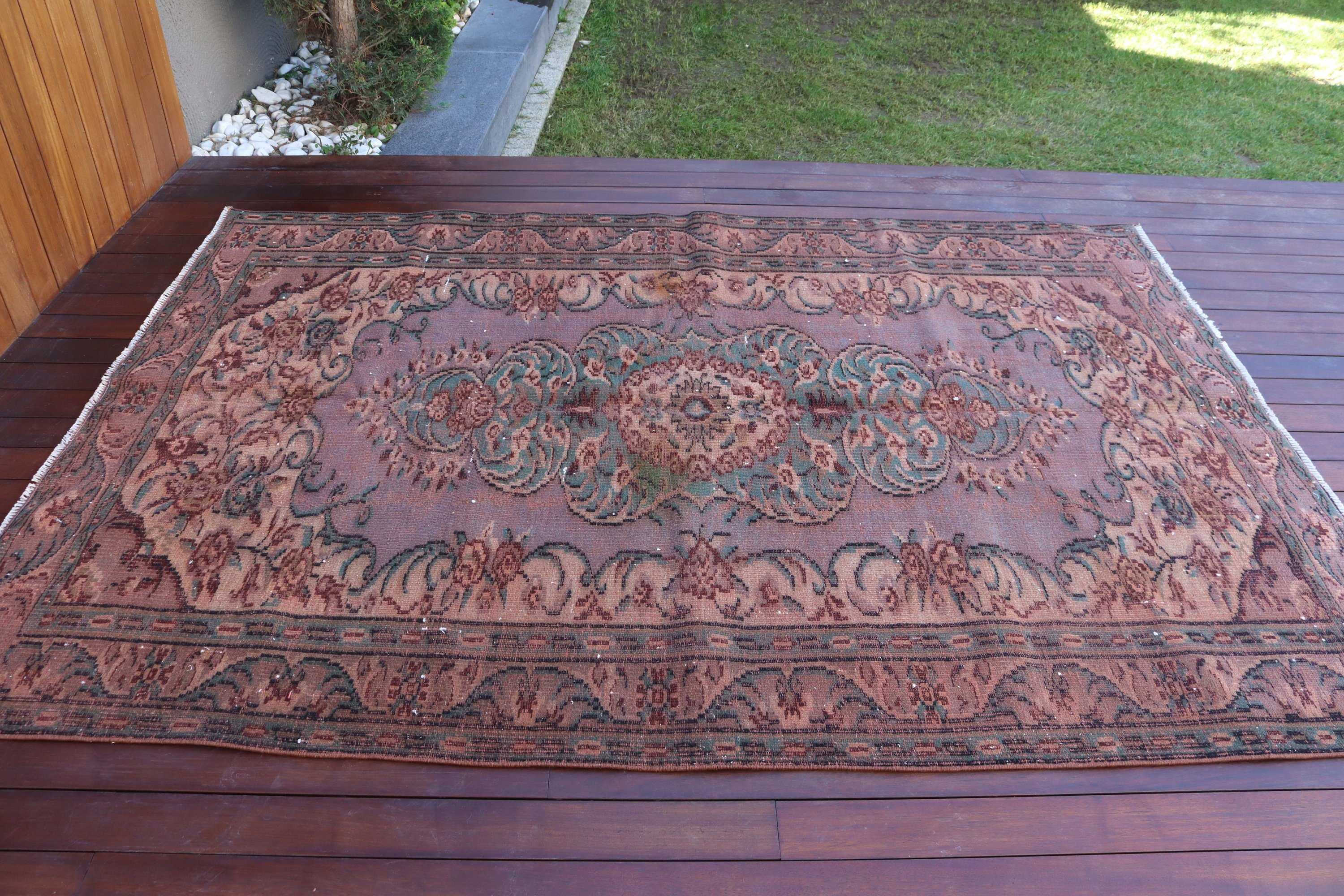 Türk Halıları, Oturma Odası Halısı, Anadolu Halısı, Kahverengi Yer Halısı, 5.4x7.7 ft Büyük Halı, Büyük Vintage Halılar, Ev Dekor Halıları, Vintage Halı