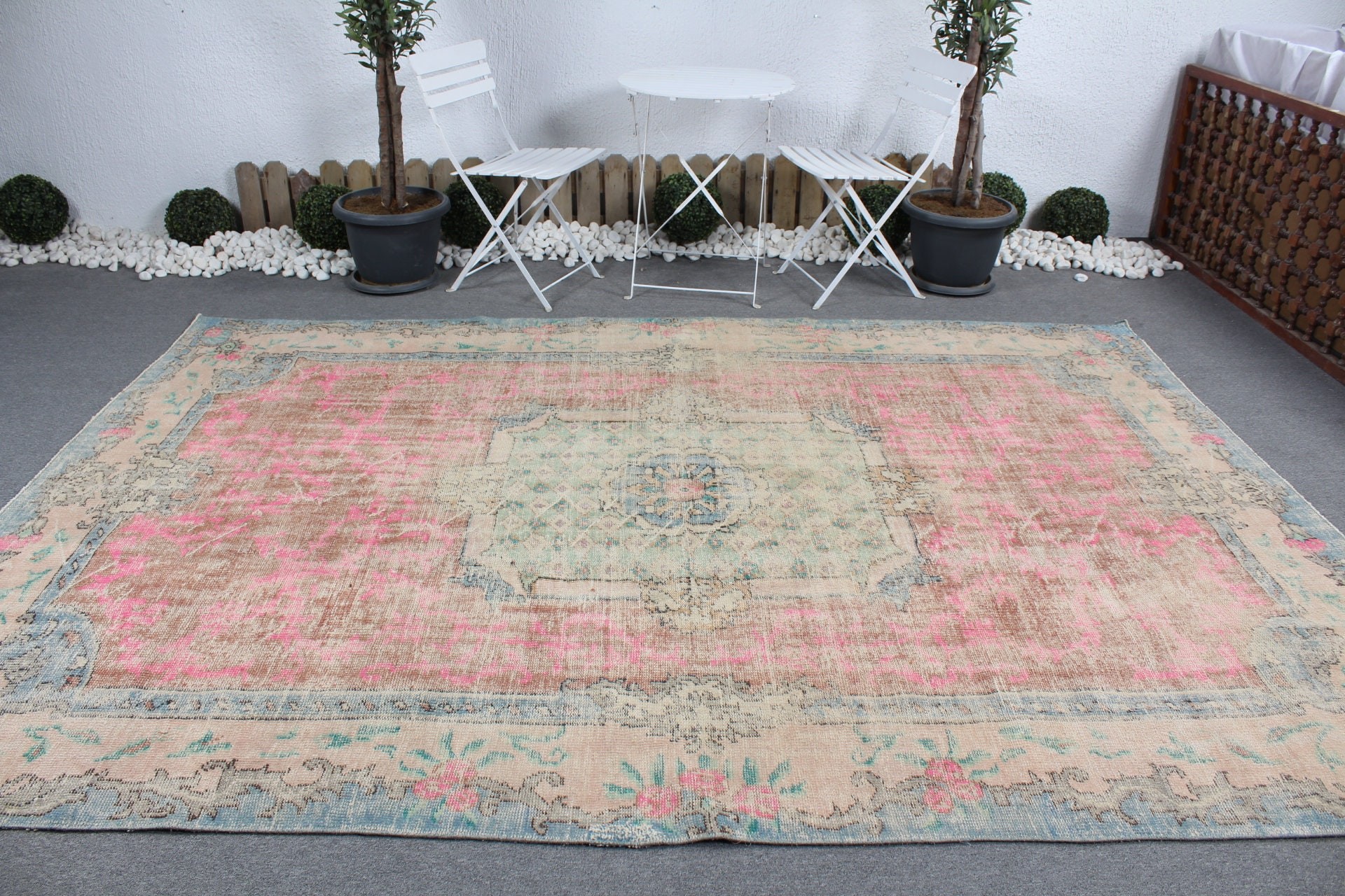 Home Decor Rug, Salon Rug, Turkish Rugs, Floor Rug, Vintage Rug, Green Anatolian Rug, Living Room Rug, 7.2x10.6 ft Oversize Rugs, Cool Rug