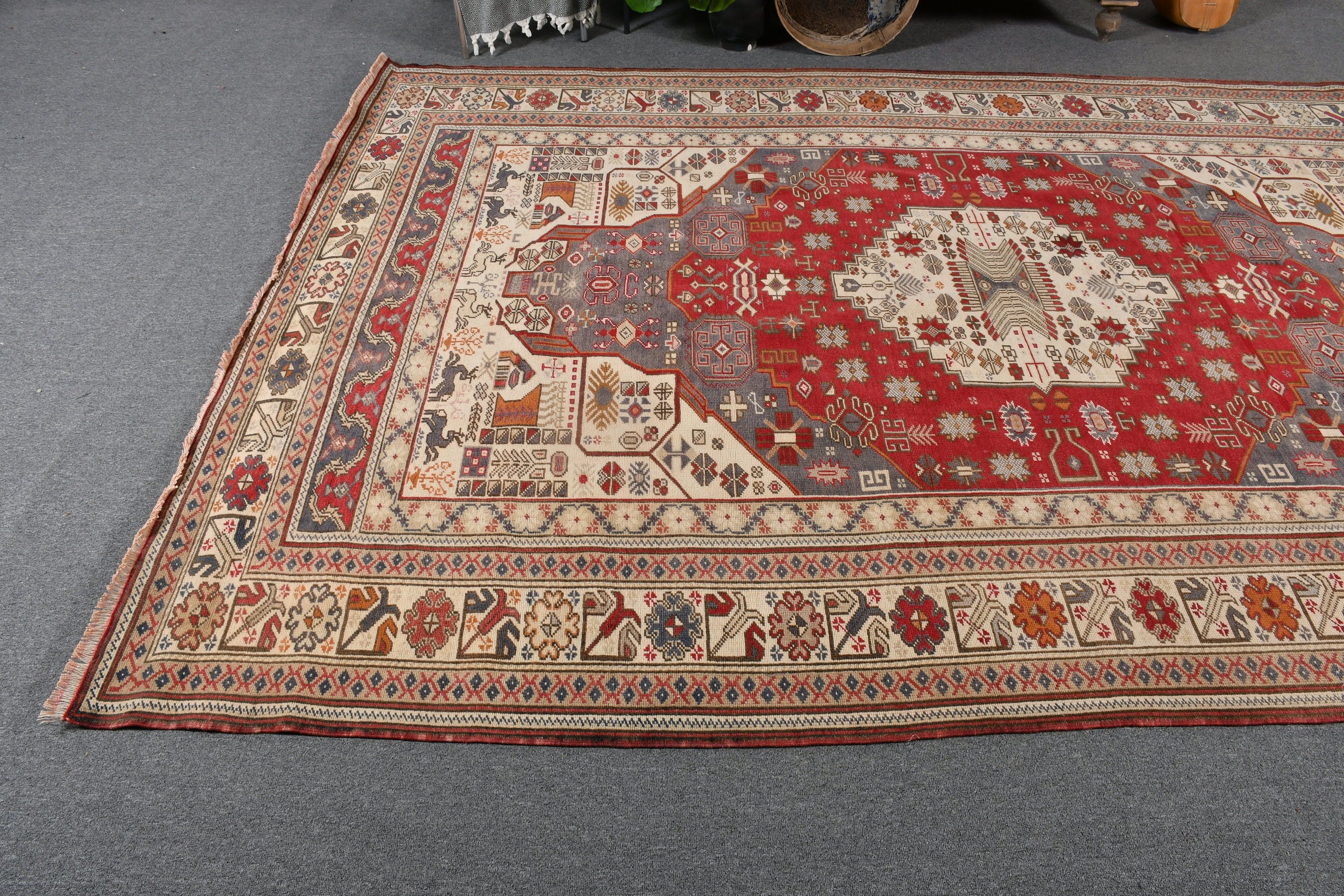 Vintage Halı, Göçebe Halıları, Salon Halıları, 6.6x10.2 ft Büyük Halı, Bej Fas Halısı, Türk Halıları, Yatak Odası Halısı, Oryantal Halı, Mutfak Halıları