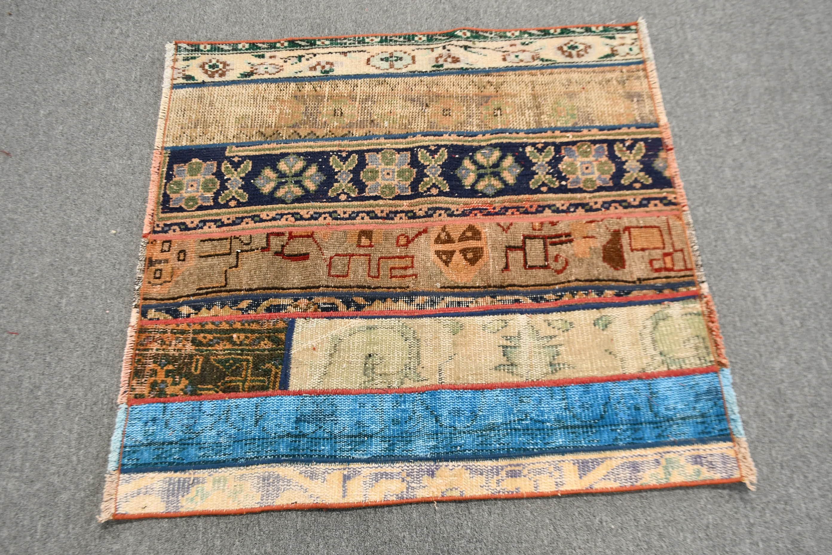 Blue Bedroom Rugs, Tribal Rug, Nursery Rugs, 3.2x3.3 ft Small Rugs, Oriental Rug, Anatolian Rugs, Turkish Rug, Car Mat Rug, Vintage Rugs