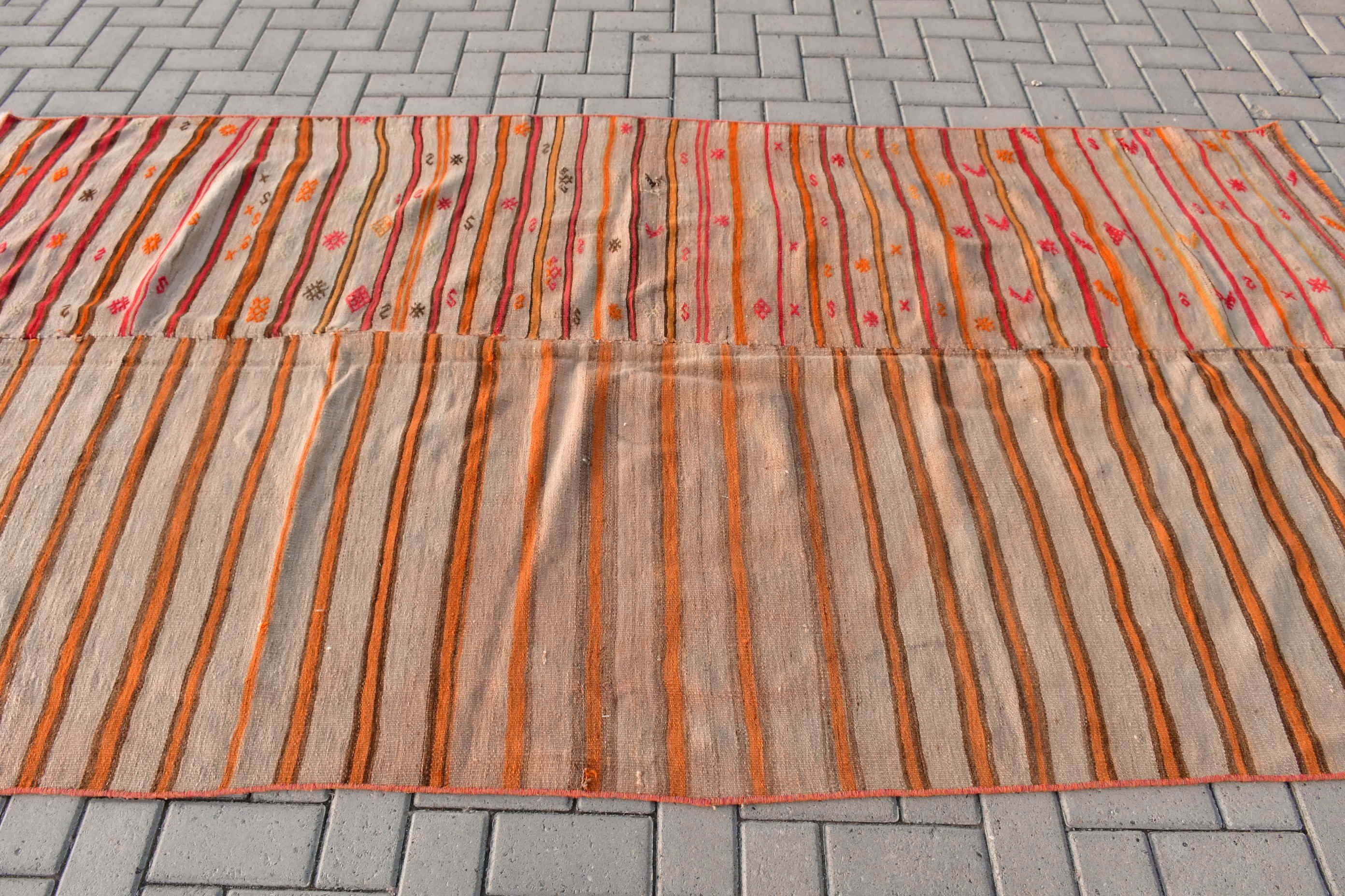 Yemek Odası Halısı, Mutfak Halısı, Yemek Odası Halıları, Kilim, Yün Halılar, Vintage Halılar, Bej Yatak Odası Halısı, 5.1x9.5 ft Büyük Halı, Türk Halısı