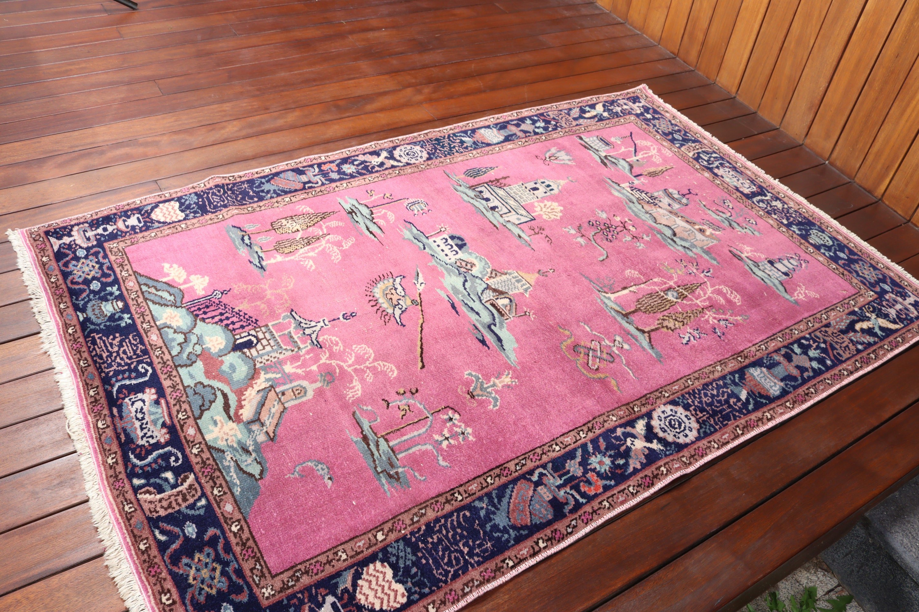 Fas Halıları, Ofis Halısı, Mutfak Halısı, Modern Halı, Boho Vurgulu Halı, Vintage Halılar, 3,5x5,5 ft Accent Halı, Türk Halısı, Pembe Anadolu Halıları