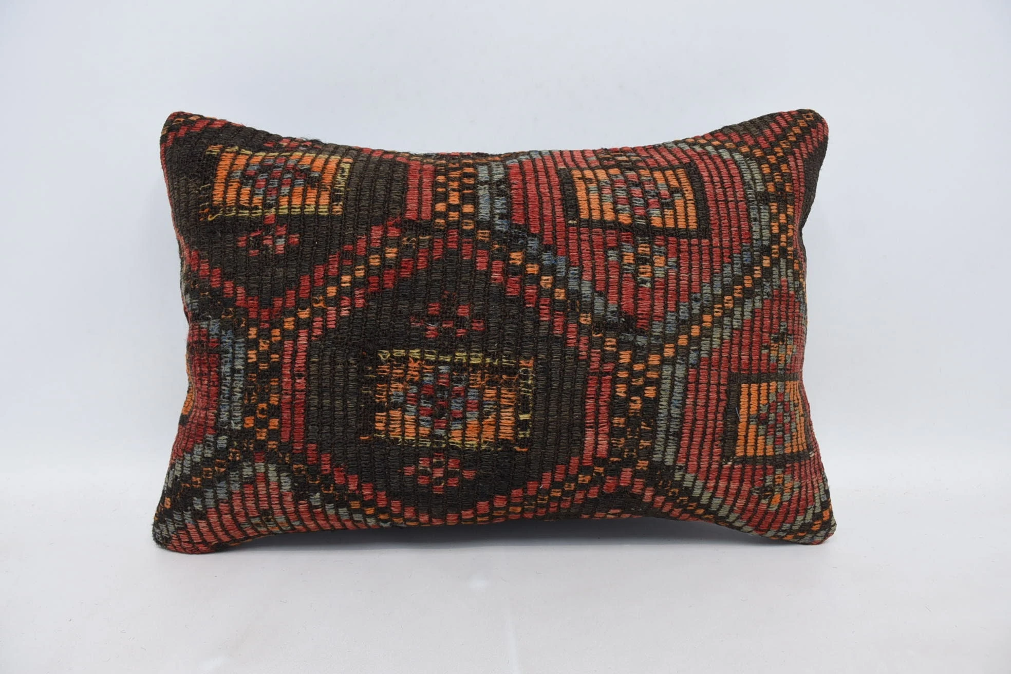 16"x24" Brown Pillow Sham, Vintage Kilim Pillow, Aztec Pillow Sham, Interior Designer Pillow, Kilim Pillow Cover, Knitted Cushion Cover