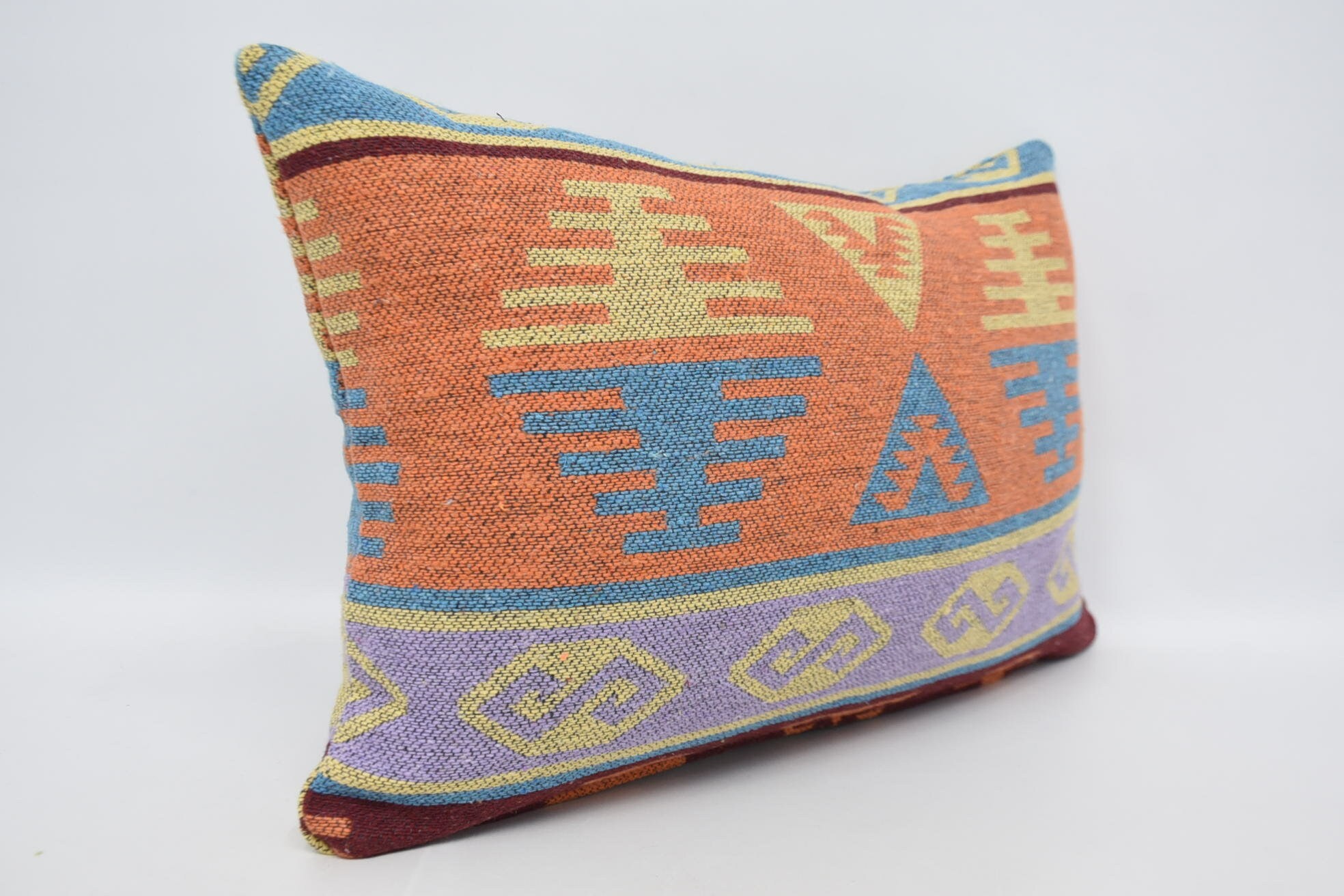 Antique Pillows, Pillow for Sofa, Art Deco Cushion, 16"x24" Orange Pillow, Boho Throw Cushion Cover, Interior Designer Pillow