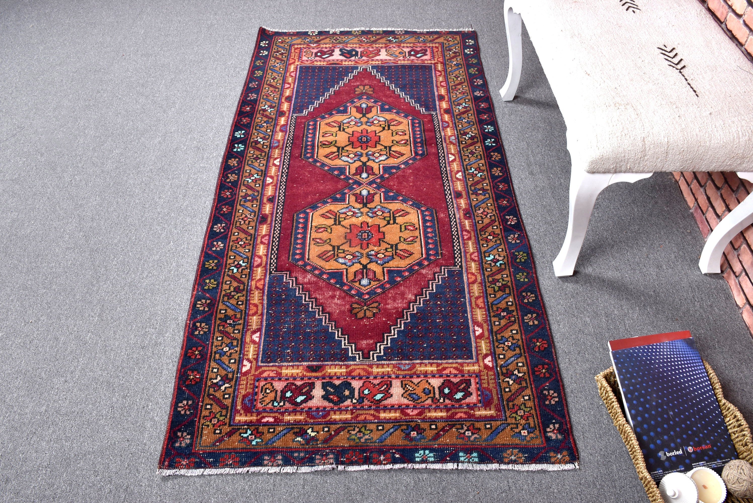 Aztek Halısı, Boho Vurgulu Halı, Giriş Halısı, Mavi Modern Halılar, Yer Halıları, Boho Halısı, Türk Halıları, Vintage Halılar, 3x6 ft Accent Halısı, Fas Halıları