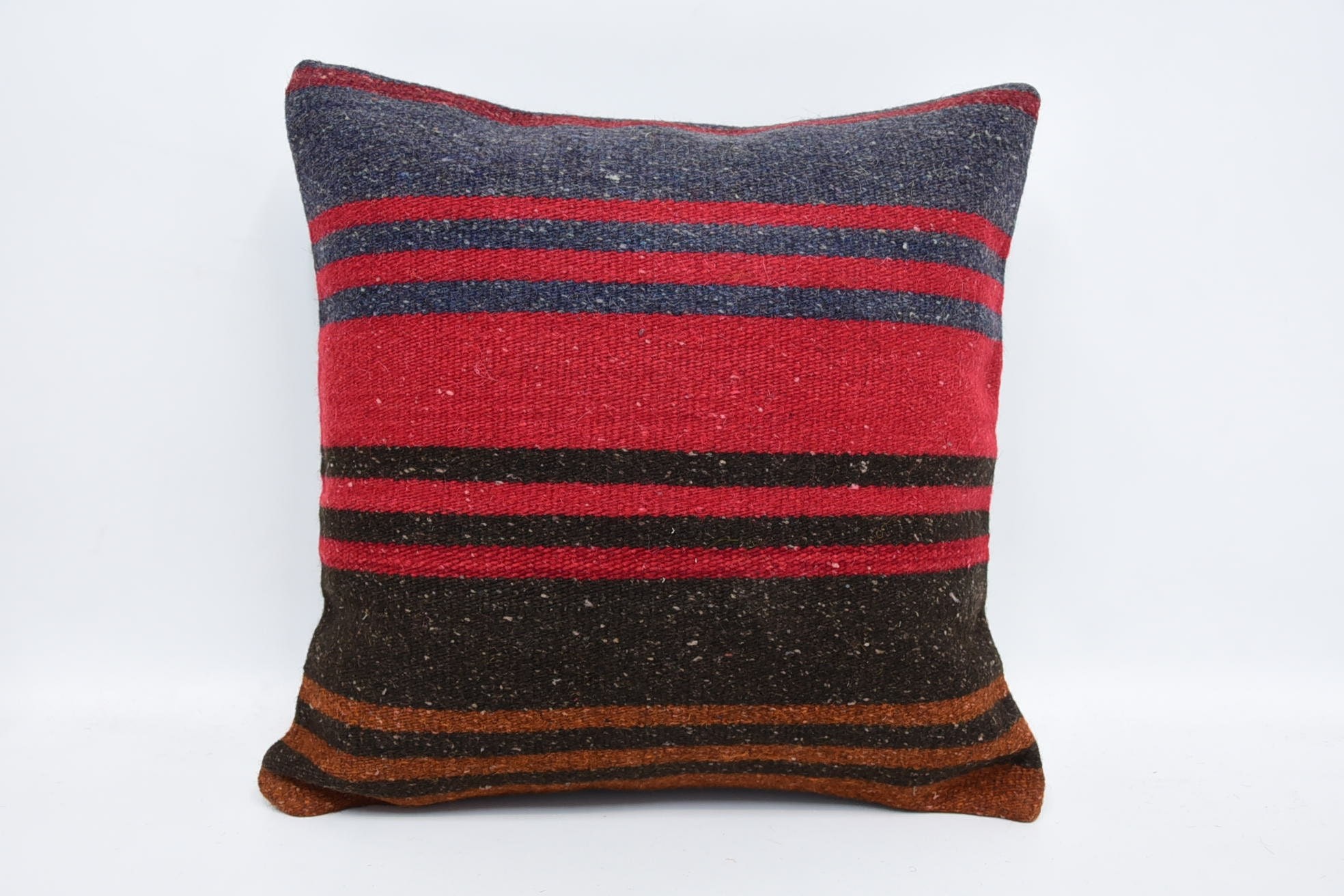 Turkish Kilim Pillow, 16"x16" Red Pillow, Handwoven Pillow Cover Cushion Case, Turkish Pillow, Boho Pillow Sham Cover