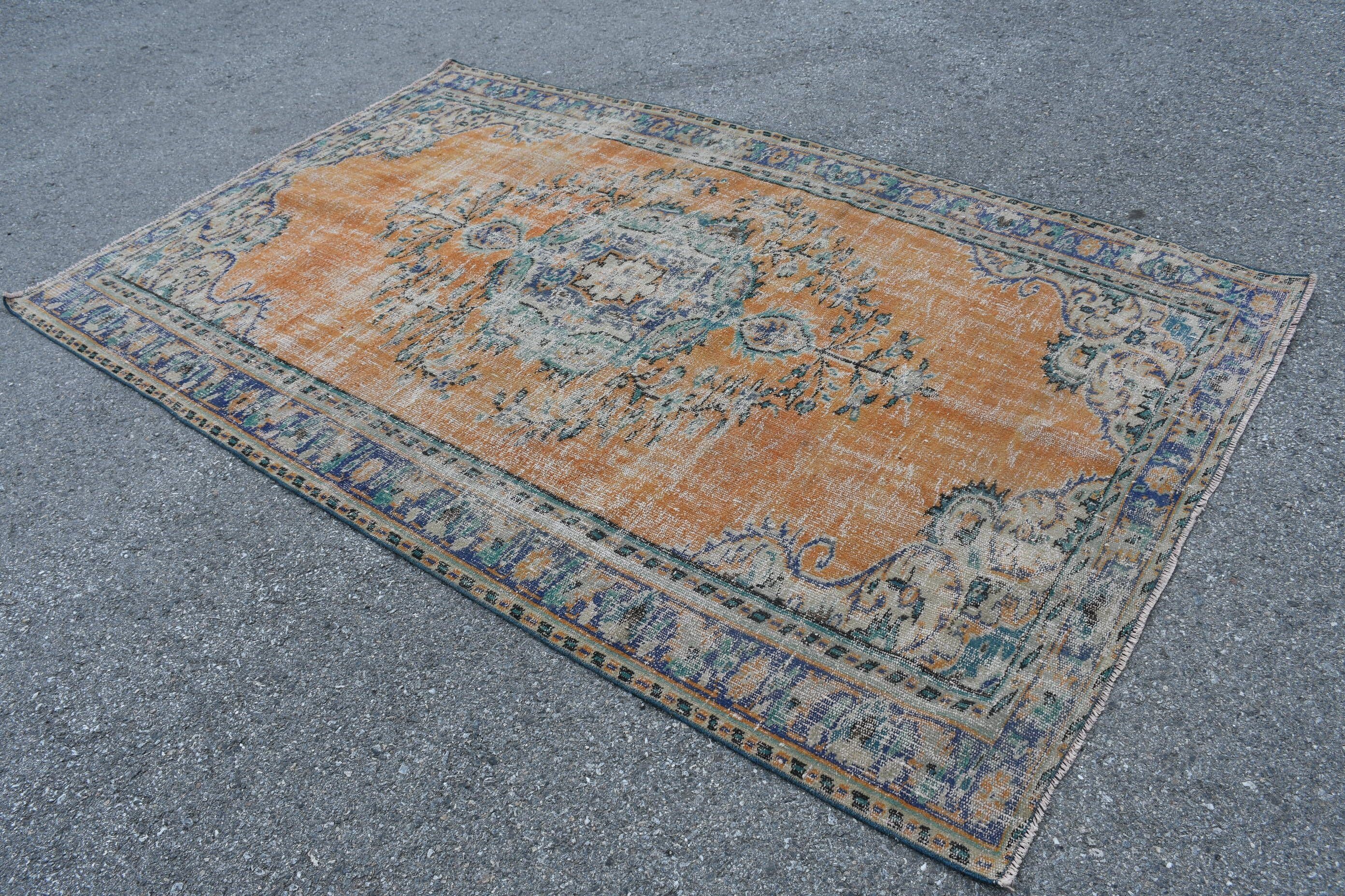 Yatak Odası Halıları, 5.4x8.5 ft Büyük Halı, Antika Halı, Vintage Halı, Yemek Odası Halısı, Turuncu Yatak Odası Halısı, Türk Halısı, Mutfak Halısı, Salon Halısı