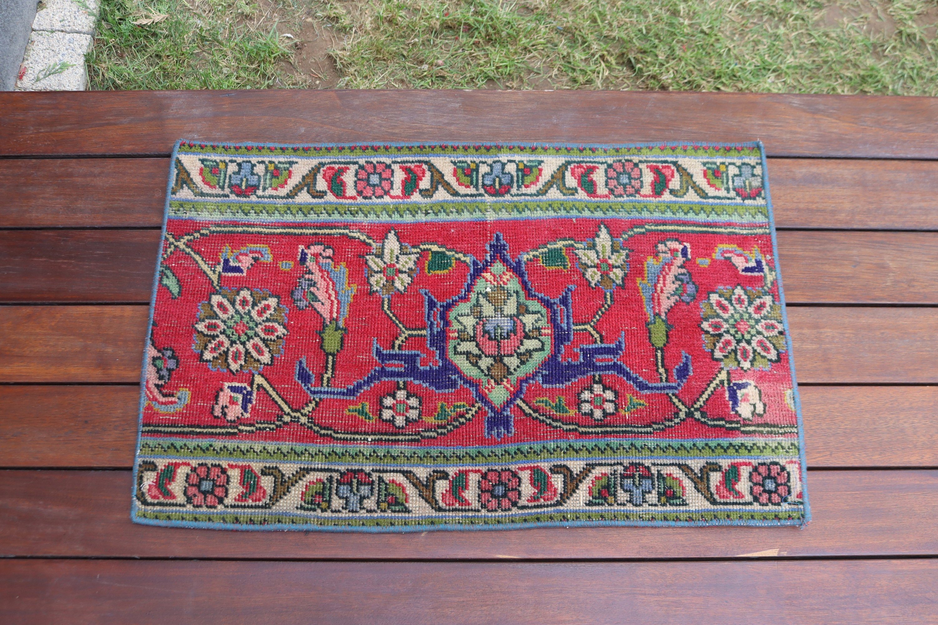 Bath Rug, Rugs for Small Area, Floor Rug, 1.5x2.3 ft Small Rug, Turkish Rug, Entry Rug, Luxury Rug, Vintage Rug, Red Cool Rug, Handmade Rug