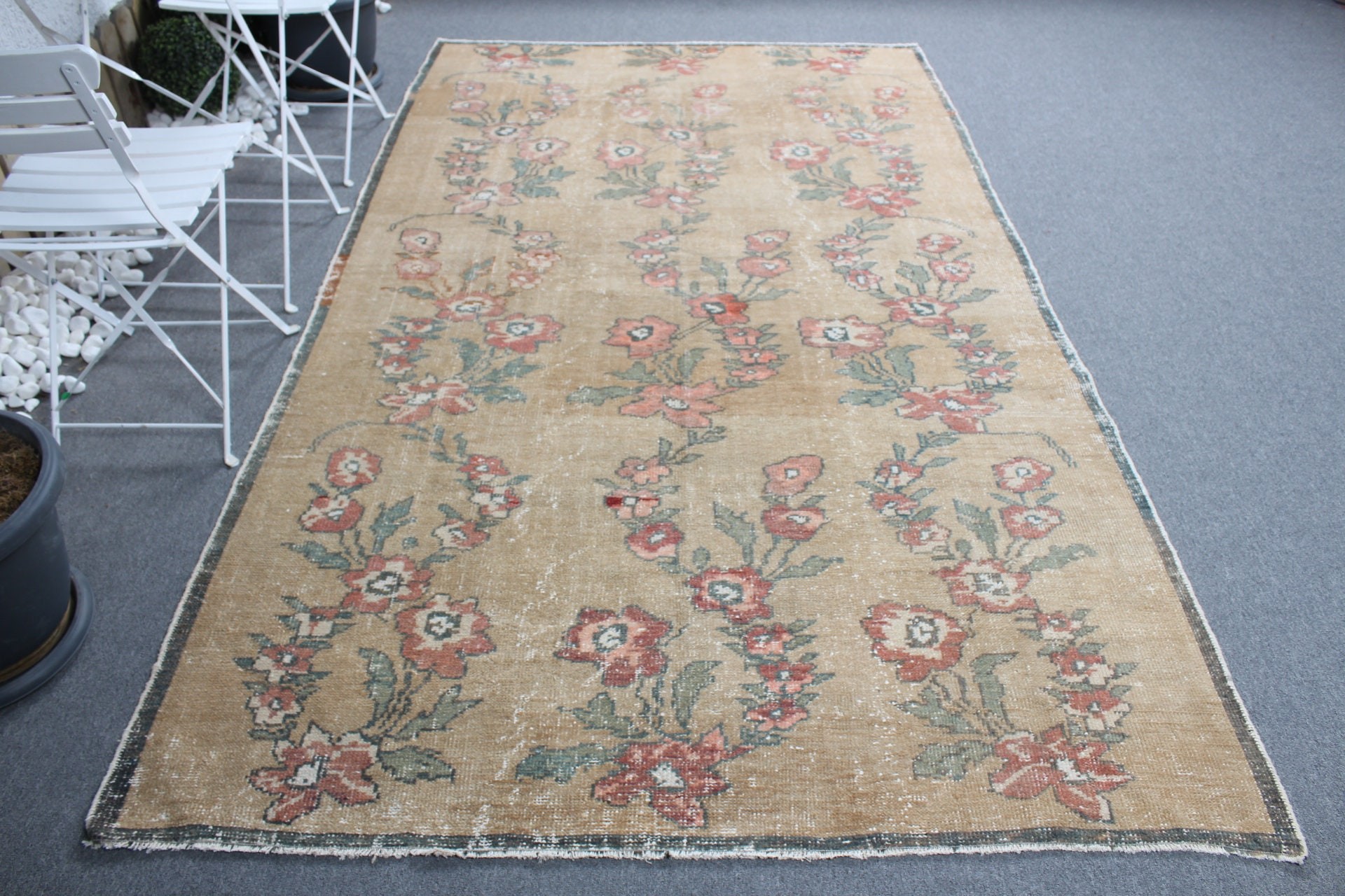 Oturma Odası Halıları, Antika Halı, Vintage Halı, Yemek Odası Halısı, Boho Halısı, Türk Halısı, 5.4x9.2 ft Büyük Halı, Kahverengi Oushak Halısı