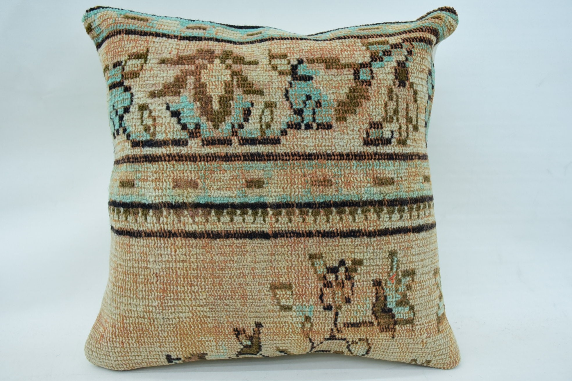 Pillow for Sofa, Sofa Cushion, 18"x18" Beige Pillow, Interior Designer Pillow, Handmade Throw Pillow, Turkish Kilim Pillow