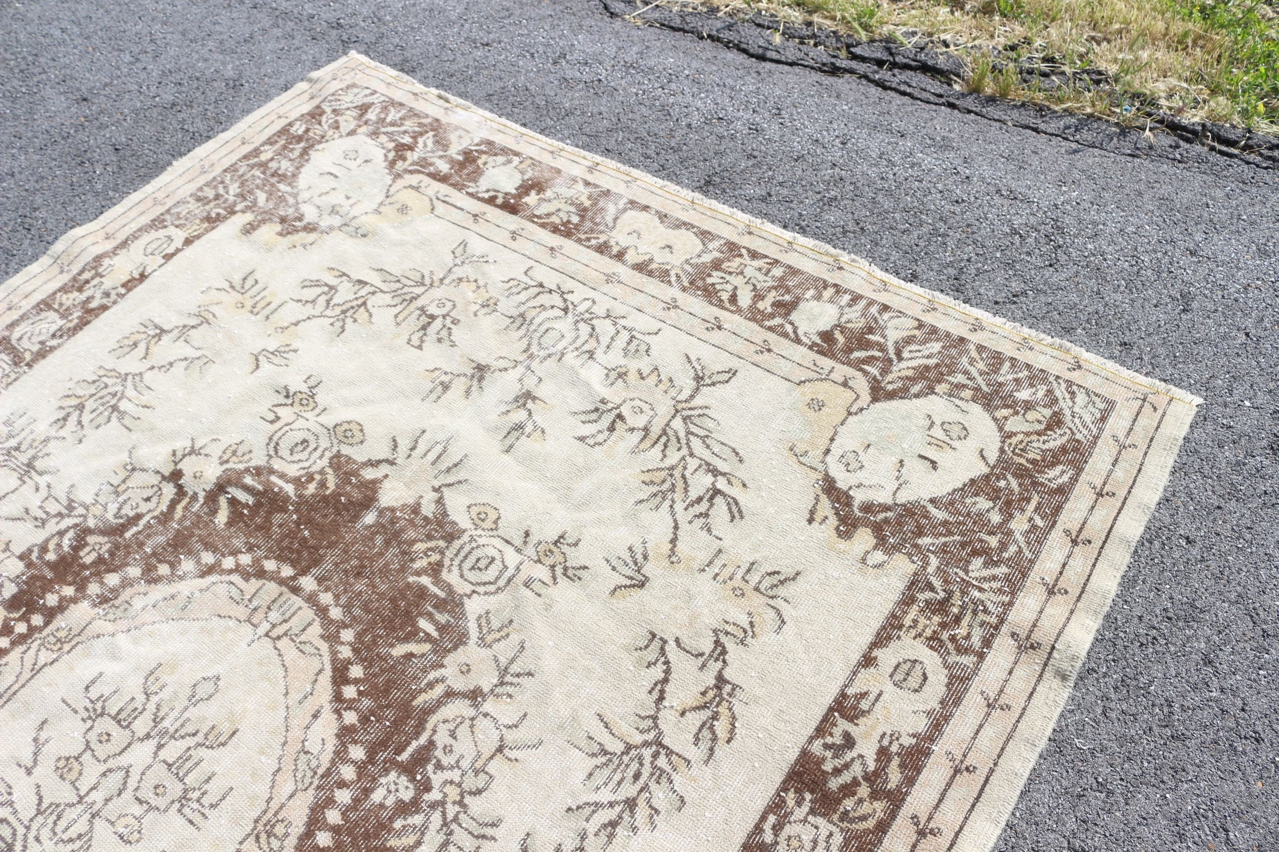 Bedroom Rug, Rugs for Living Room, Cool Rug, Turkish Rugs, Salon Rug, Beige Oriental Rug, Vintage Rug, 6.4x9.7 ft Large Rug