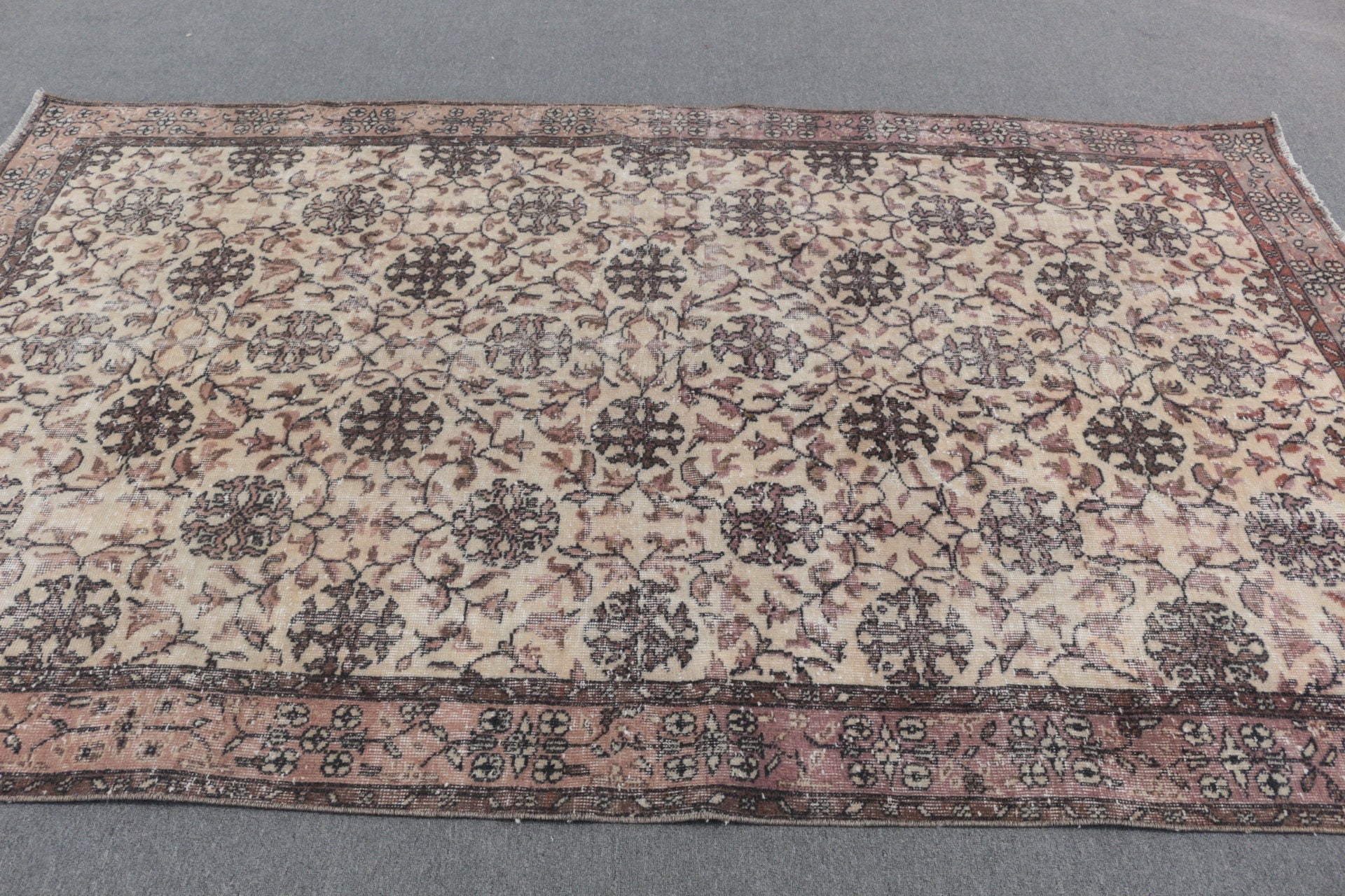 Sevimli Halı, Oturma Odası Halısı, Vintage Halılar, Yemek Odası Halıları, Türk Halısı, 5.5x9.3 ft Büyük Halı, Bej Yatak Odası Halıları, Yatak Odası Halıları, Antika Halı