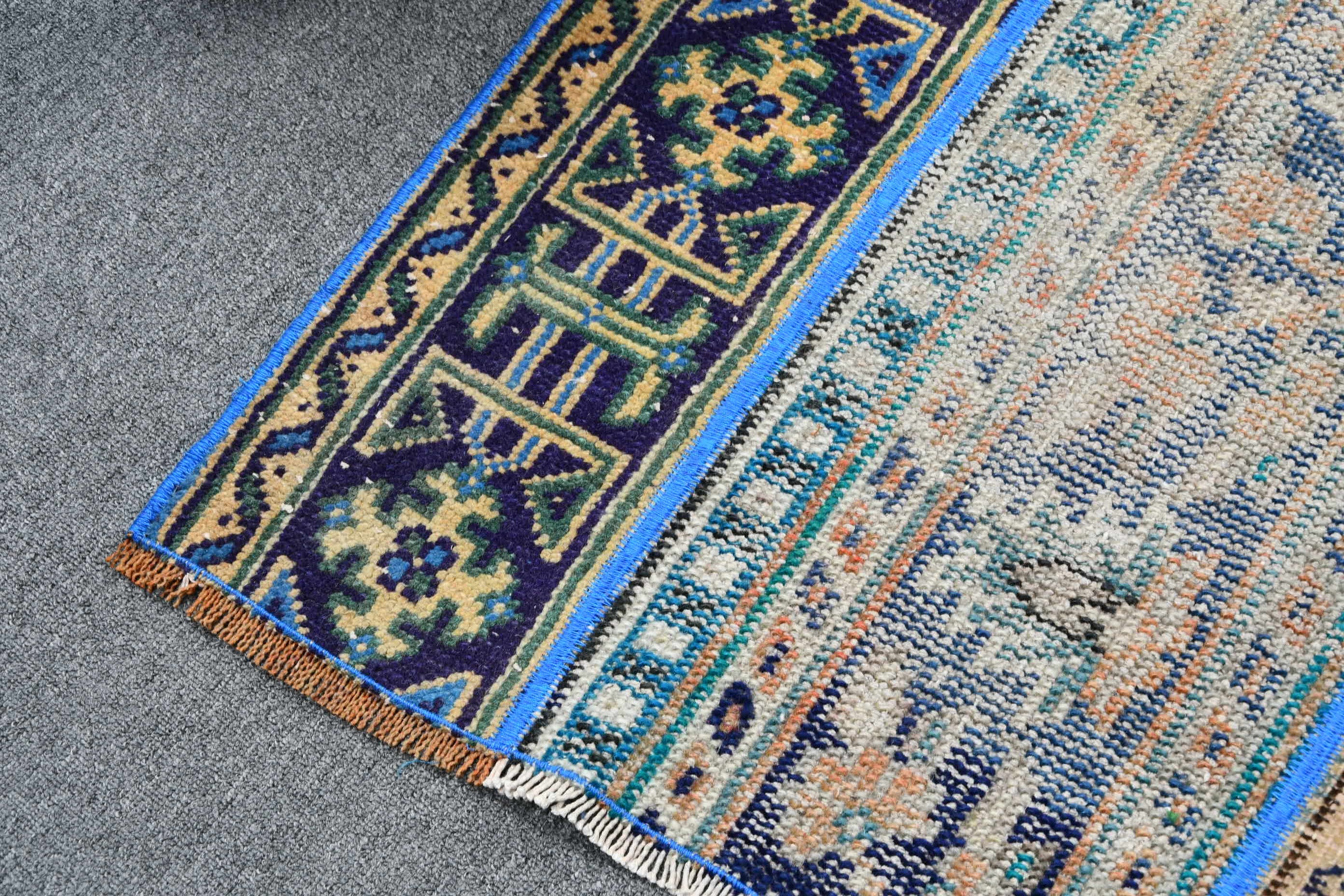 Blue Anatolian Rugs, Old Rug, Kitchen Rugs, 2.4x7.7 ft Runner Rugs, Vintage Rug, Anatolian Rugs, Bedroom Rug, Rugs for Stair, Turkish Rugs