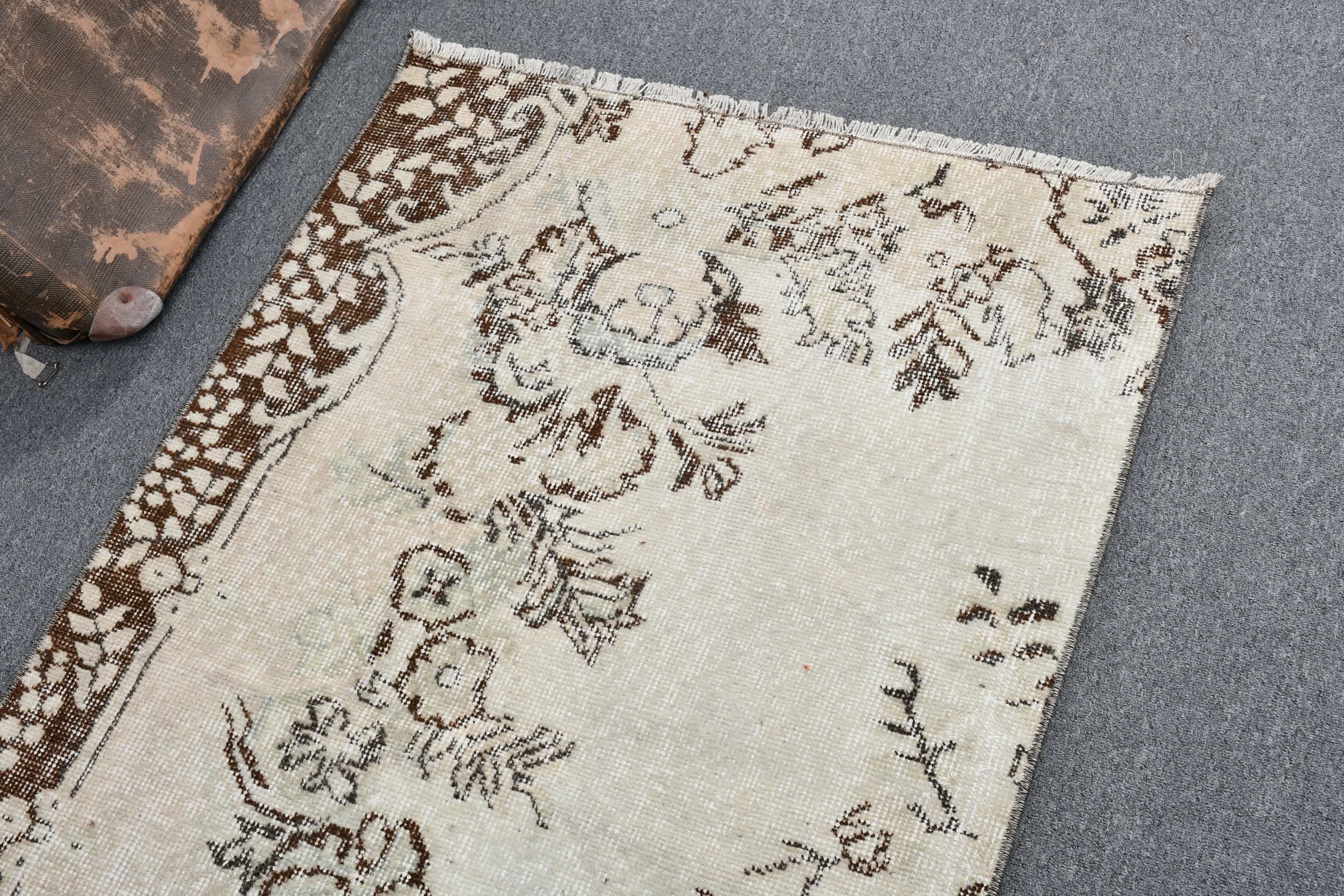 Vintage Rugs, Wall Hanging Rugs, Turkish Rug, Boho Rug, Kitchen Rugs, Rugs for Kitchen, Antique Rug, 2.8x3.8 ft Small Rugs, Beige Floor Rug