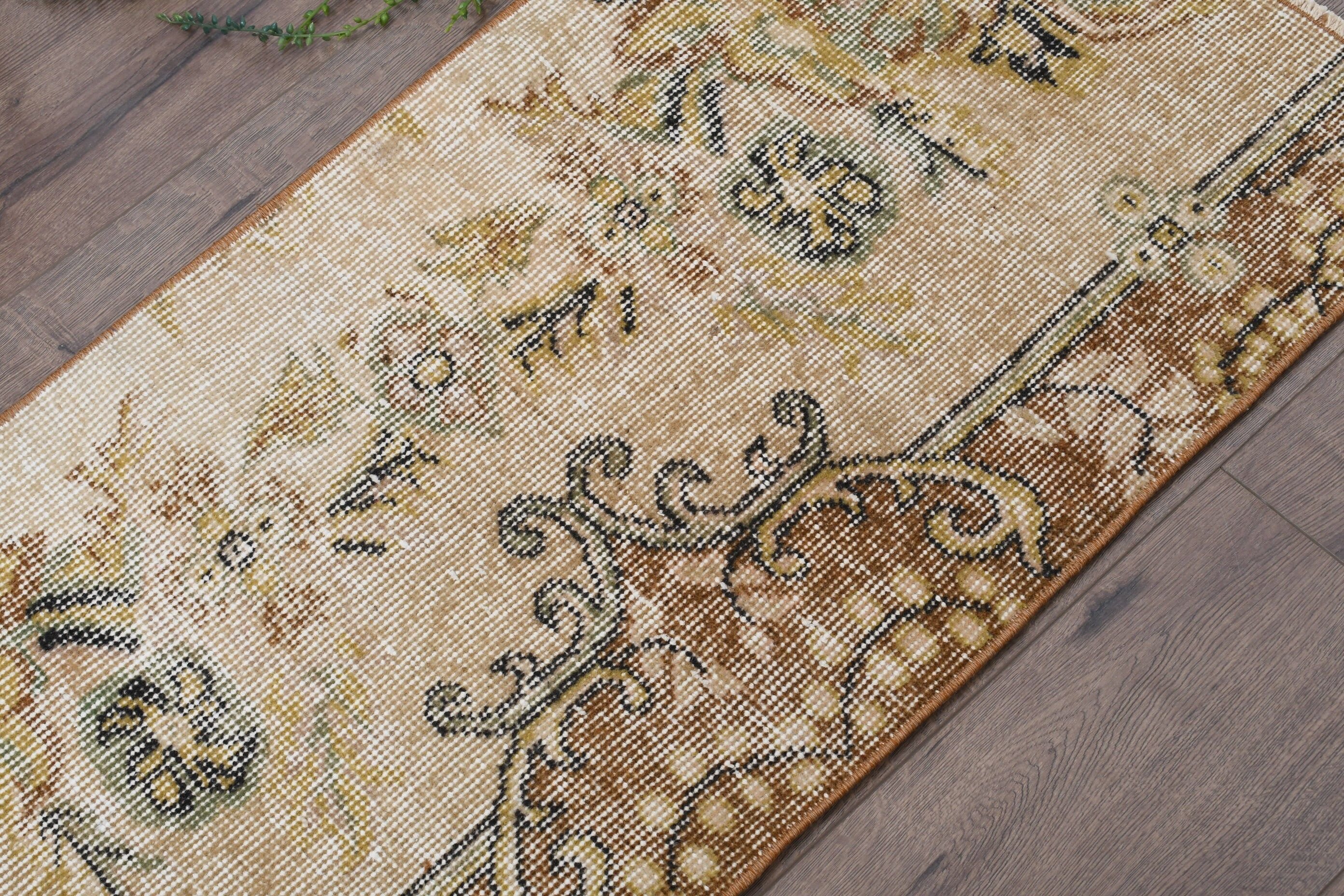 Rugs for Bath, Turkish Rug, Bedroom Rug, Moroccan Rugs, Yellow Oushak Rug, Vintage Rug, 1.6x3 ft Small Rug, Entry Rug