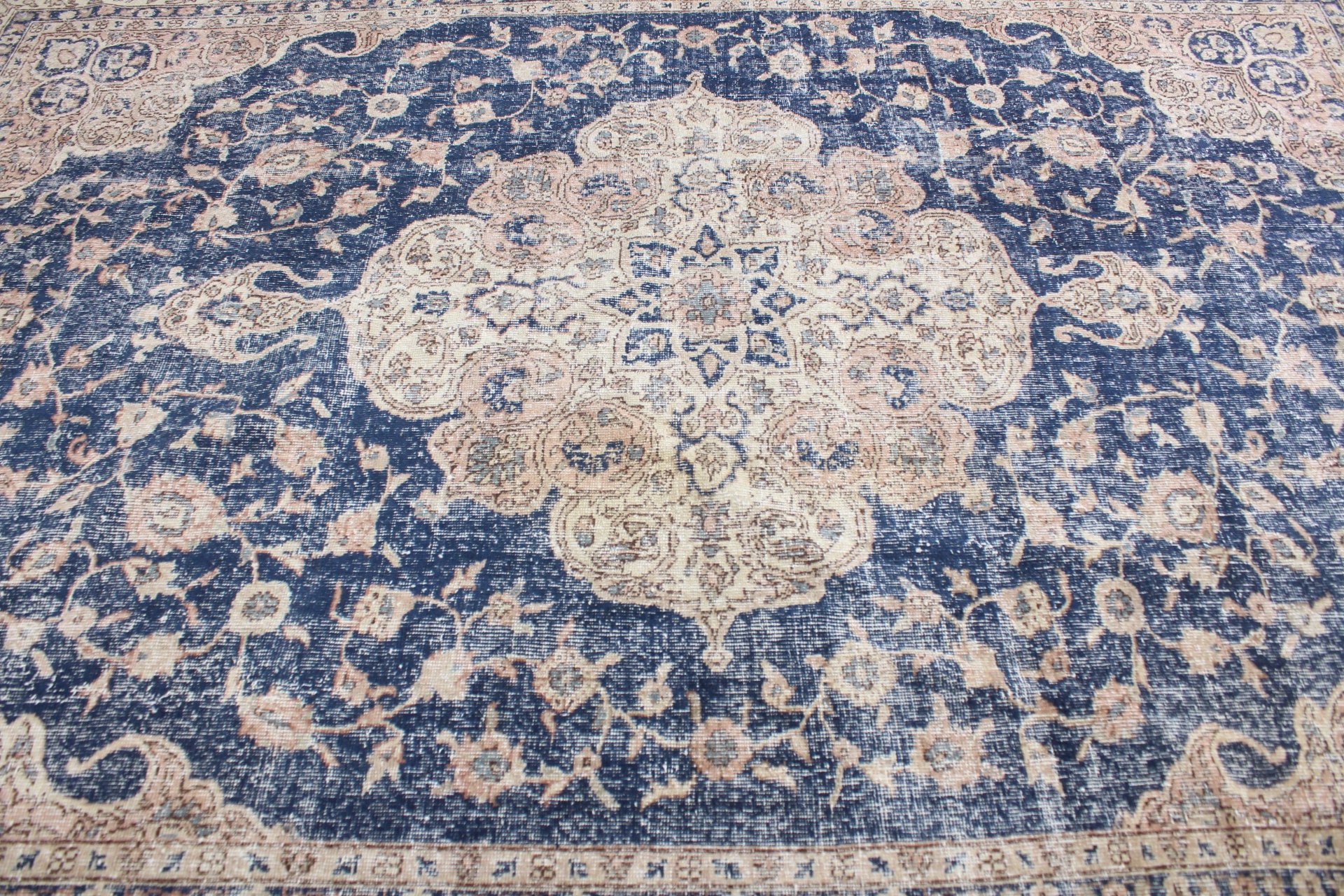 Antika Halı, Vintage Halılar, Türk Halısı, Salon Halısı, 7.4x10.6 ft Büyük Boy Halılar, Salon Halısı, Mavi Soğuk Halı, Göçebe Halısı, Sanat Halısı