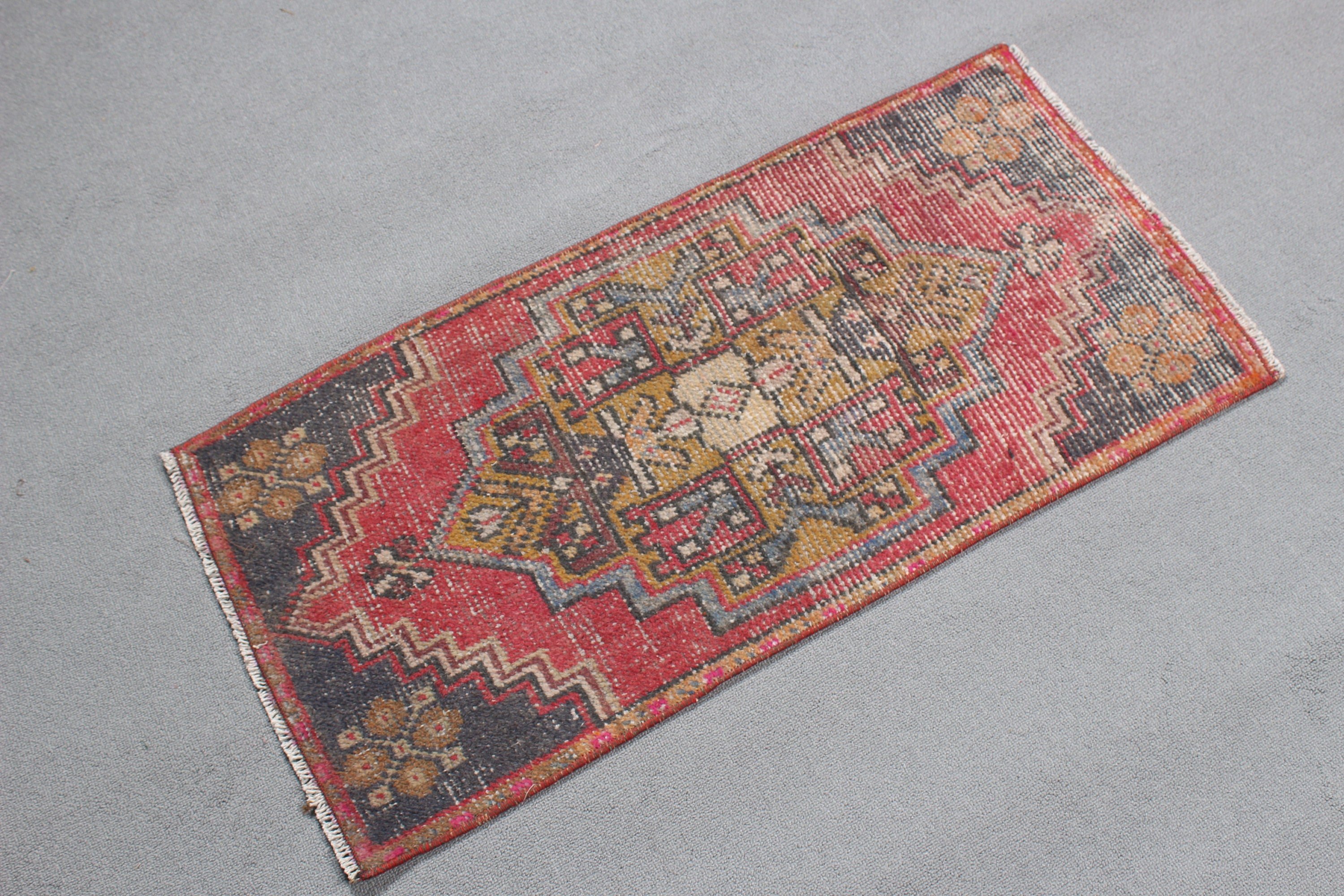 Vintage Rug, Entry Rug, Car Mat Rugs, Rugs for Bedroom, 1.5x3.1 ft Small Rugs, Red Boho Rugs, Home Decor Rugs, Turkish Rugs, Wool Rug