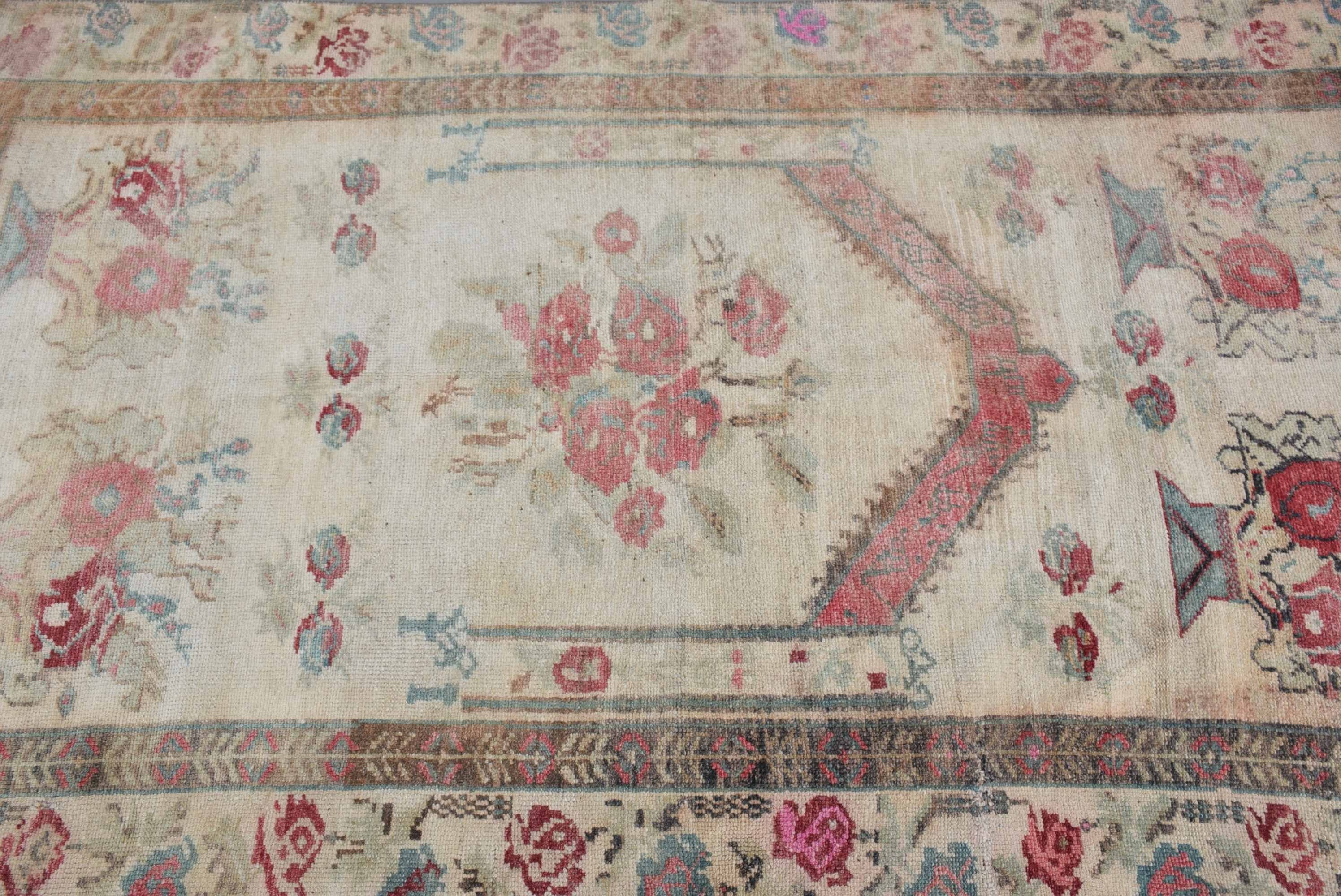 Home Decor Rug, Kitchen Rug, Rugs for Bedroom, Turkish Rugs, Entry Rugs, Beige Oriental Rug, Wool Rugs, Vintage Rug, 3.4x6.1 ft Accent Rug