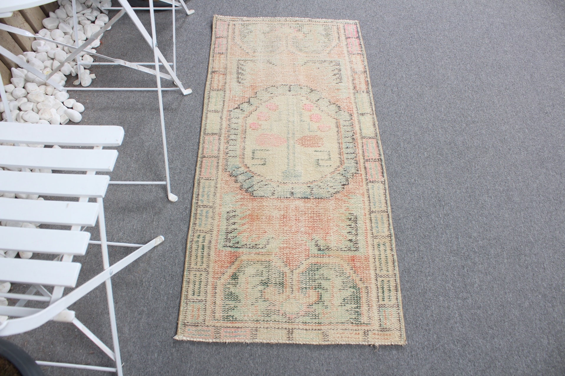 Authentic Rug, Orange Antique Rug, Vintage Rug, Moroccan Rug, Turkish Rugs, Oriental Rugs, Bedroom Rugs, Kitchen Rug, 1.9x4.2 ft Small Rug