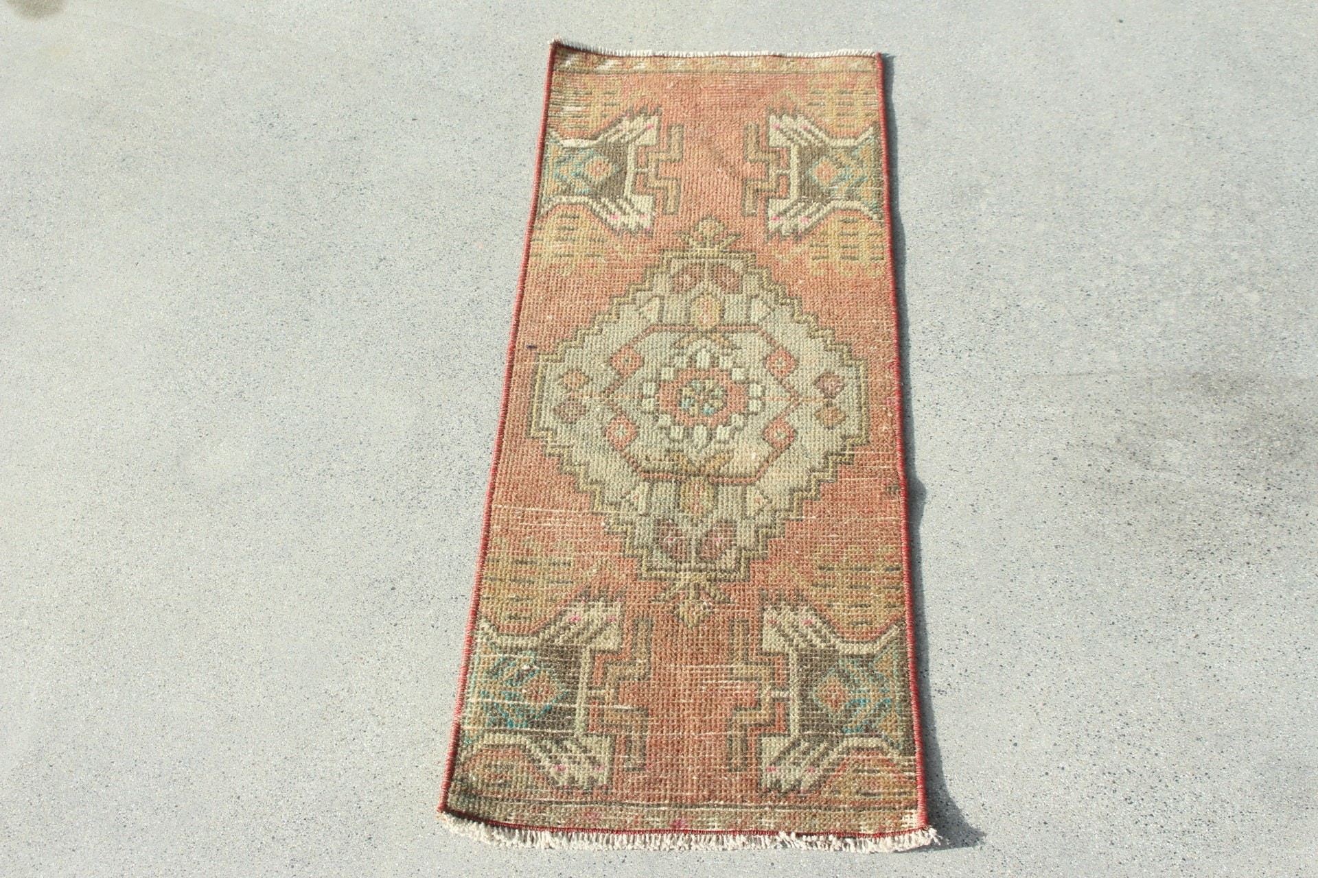 Vintage Rug, Nursery Rugs, Statement Rugs, Brown Luxury Rug, Rugs for Nursery, Turkish Rugs, 1.2x3.3 ft Small Rug, Floor Rugs, Entry Rug