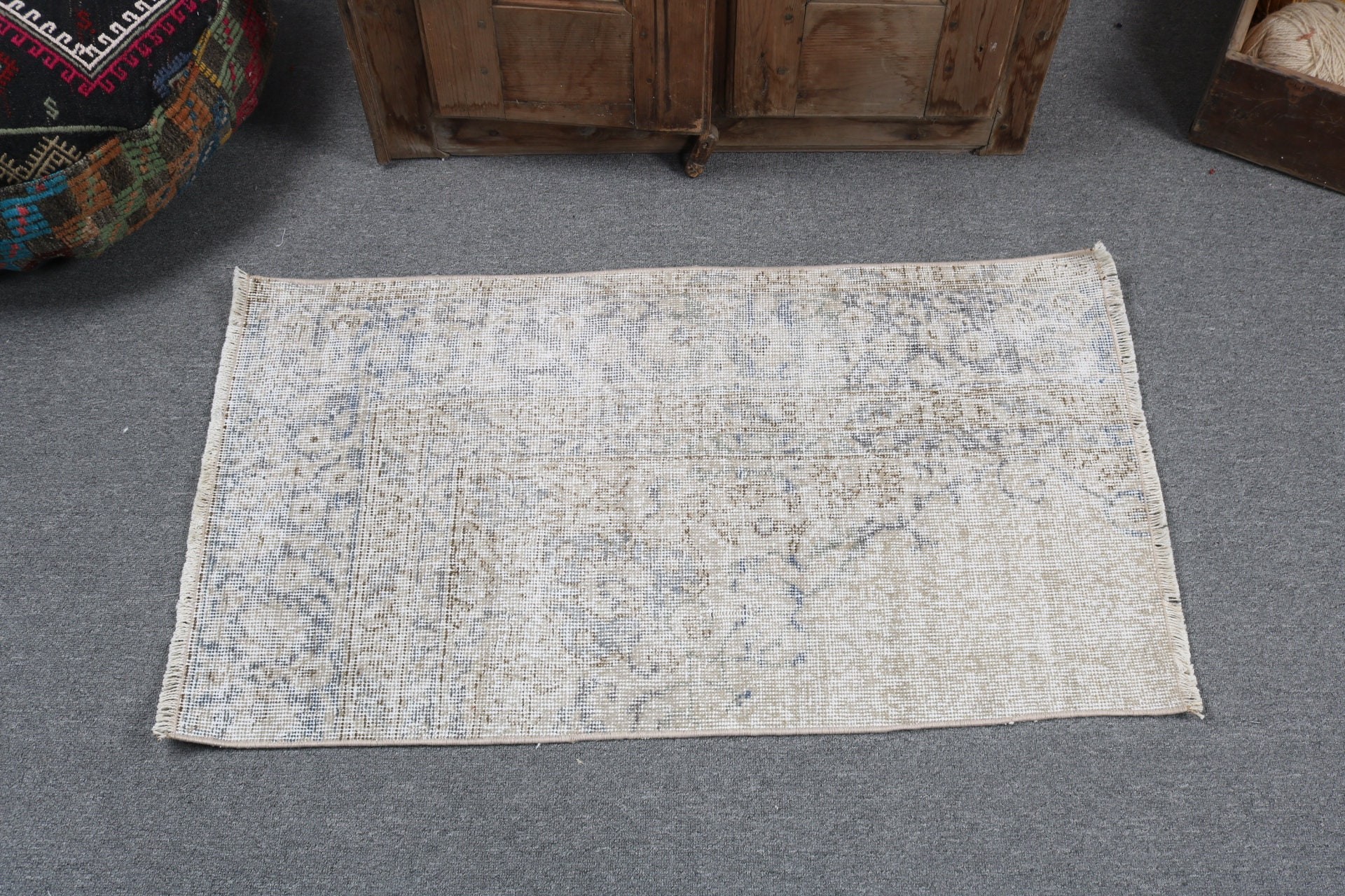 Modern Rugs, Turkish Rug, Small Boho Rugs, Luxury Rug, Rugs for Bathroom, Beige Cool Rug, 1.9x3.4 ft Small Rug, Kitchen Rugs, Vintage Rugs