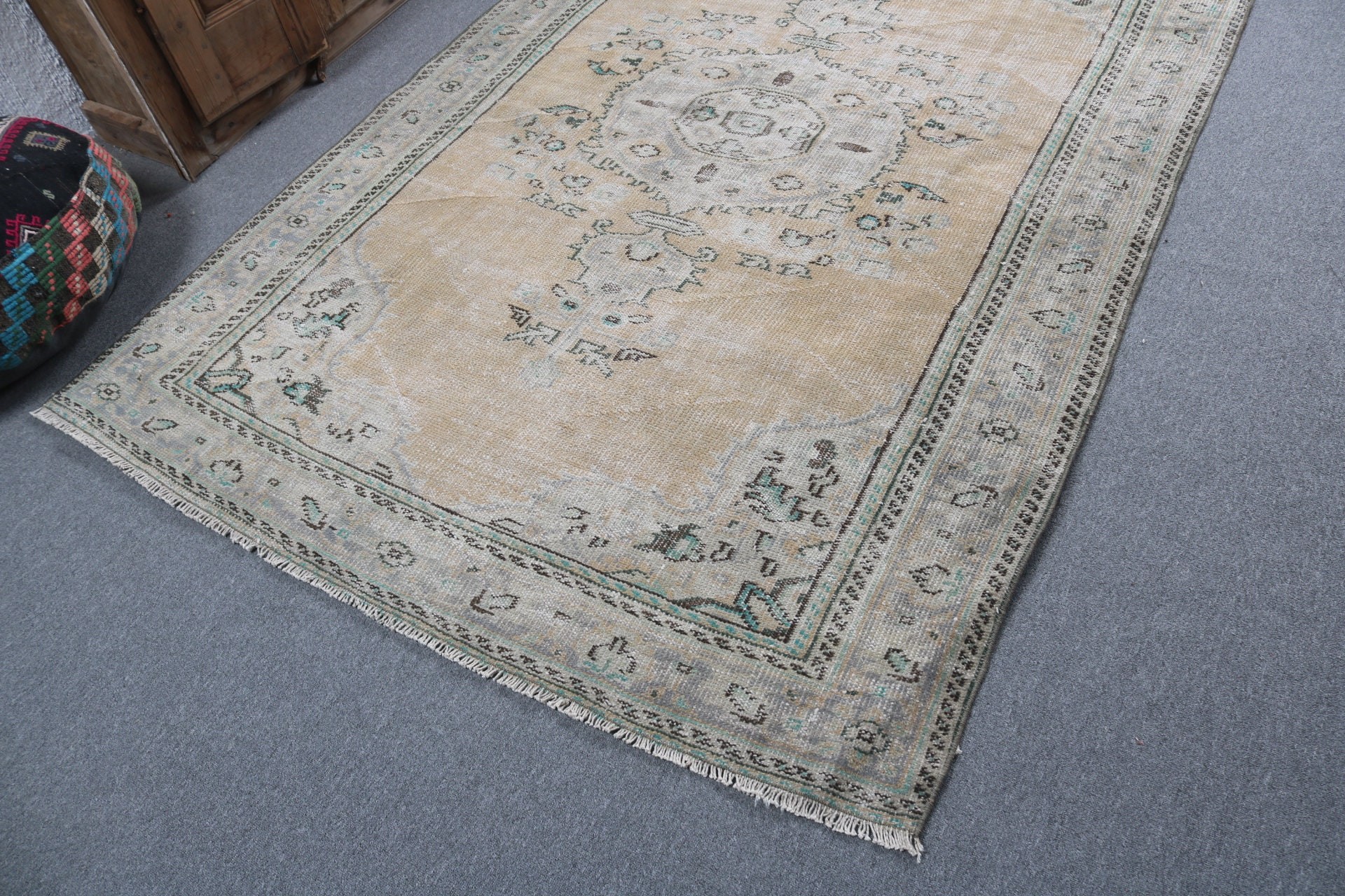 Oturma Odası Halıları, Türk Halısı, Turuncu Anadolu Halıları, Ev Dekorasyonu Halısı, Vintage Halılar, Anadolu Halısı, Yemek Odası Halısı, 5.3x7.8 ft Büyük Halı