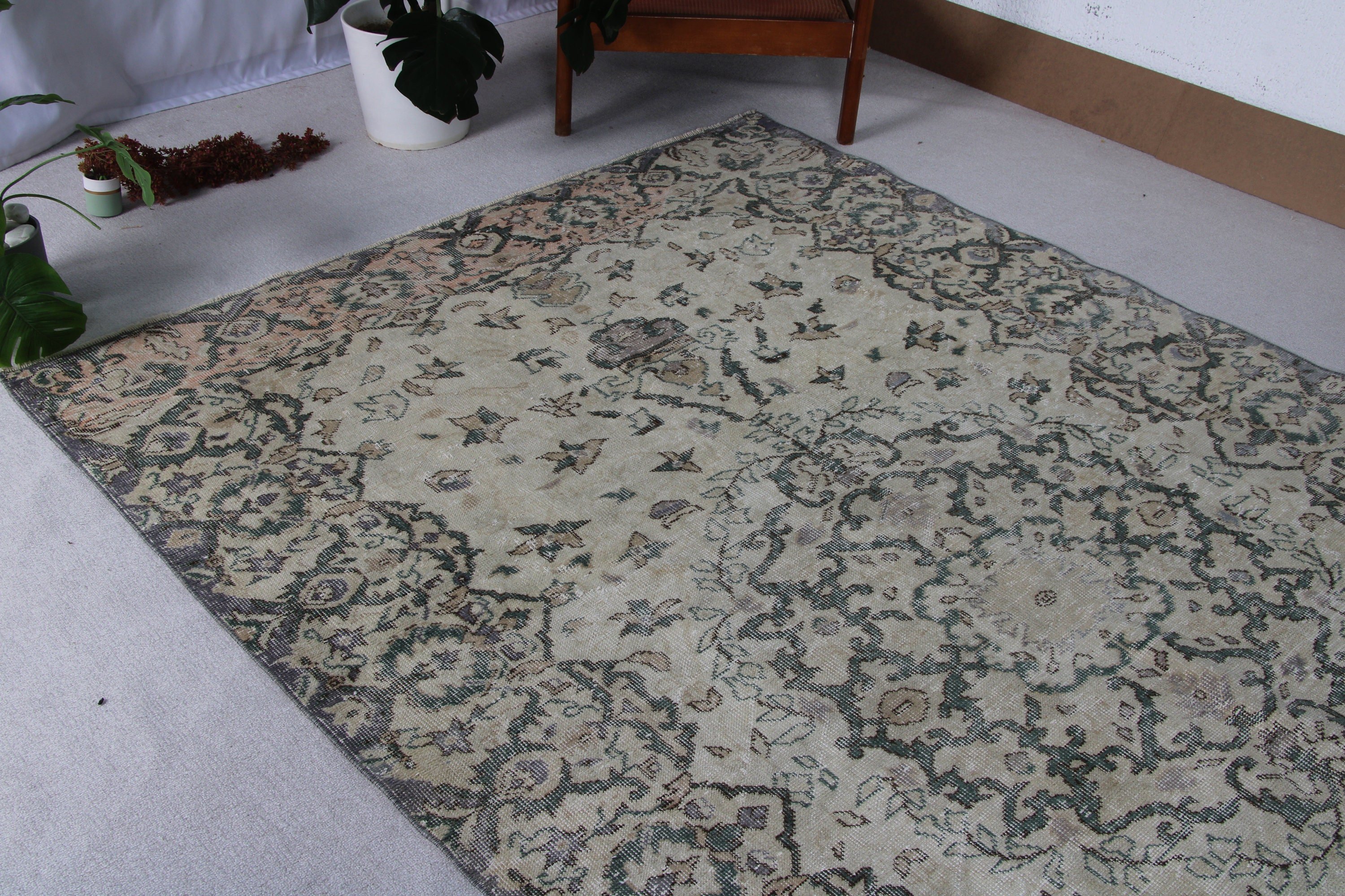 5.8x9.5 ft Büyük Halılar, Bej Bildirimi Halı, Büyük Vintage Halılar, Aztek Halıları, Lüks Halı, Antika Halı, Türk Halısı, Vintage Halı, Yatak Odası Halısı