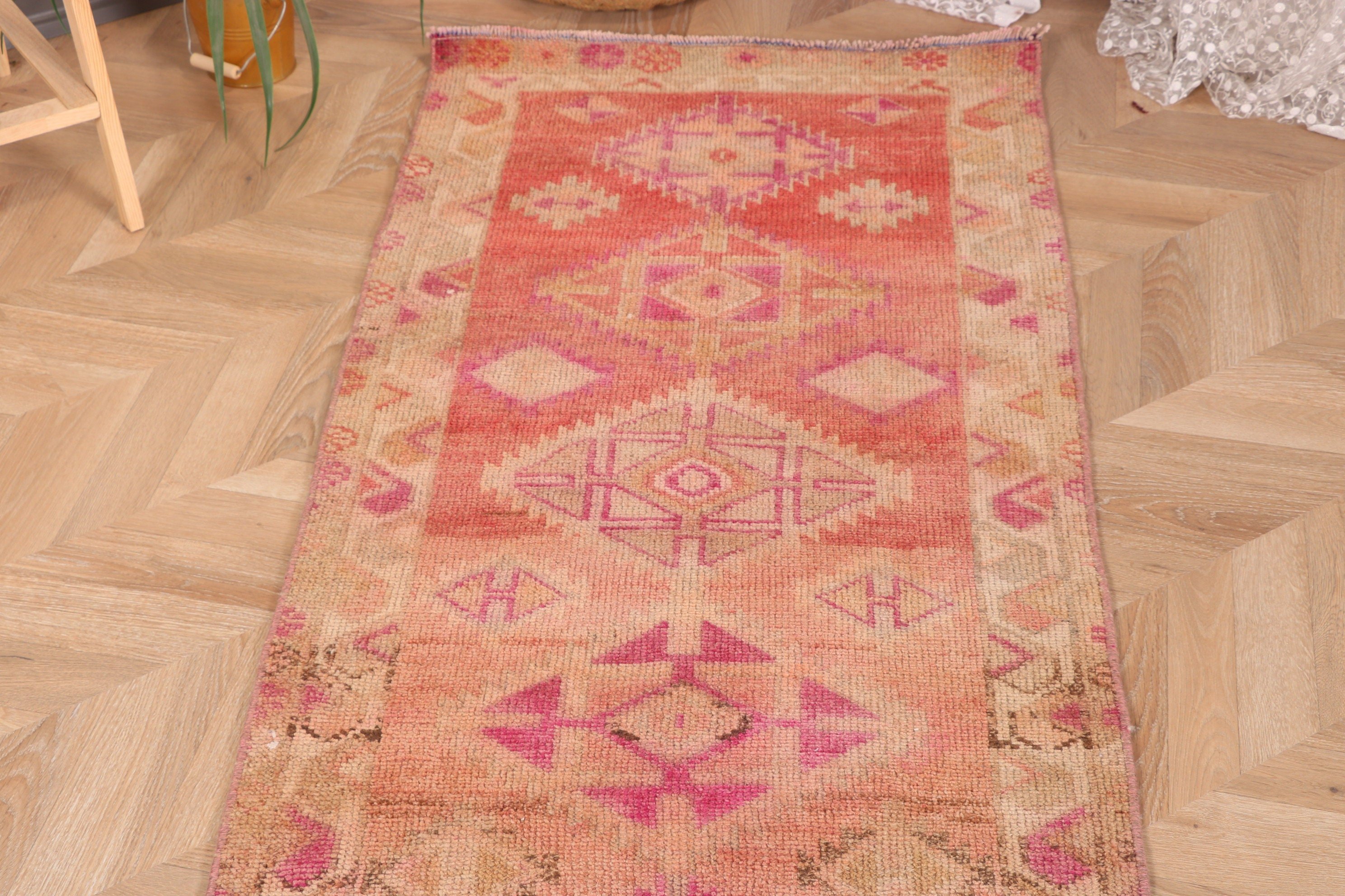 Vintage Halı, Boho Halılar, Koridor Halısı, Bej Nötr Halı, Geometrik Halılar, Lüks Halı, Türk Halısı, Koridor Halısı, 2.2x13.6 ft Yolluk Halısı