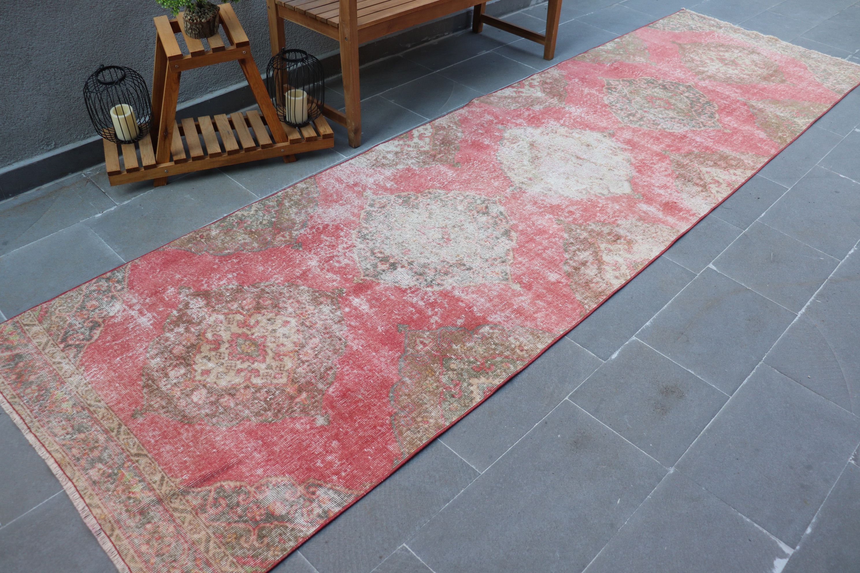 Red  3.5x12.4 ft Runner Rug, Rugs for Runner, Hallway Rug, Tribal Rug, Kitchen Rug, Turkish Rugs, Vintage Rug