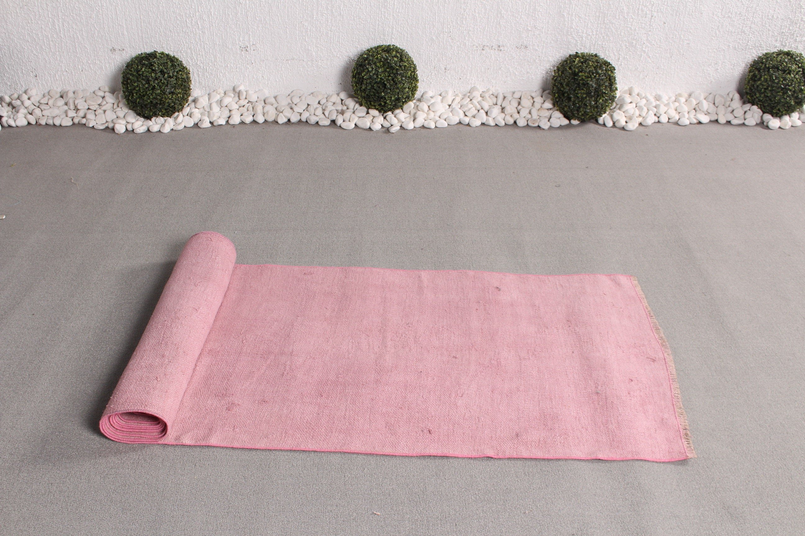 Vintage Halı, Antika Halı, Pembe Yün Halılar, 2.4x11.7 ft Runner Halısı, Mutfak Halısı, Türk Halısı, Runner Halıları, Retro Halı