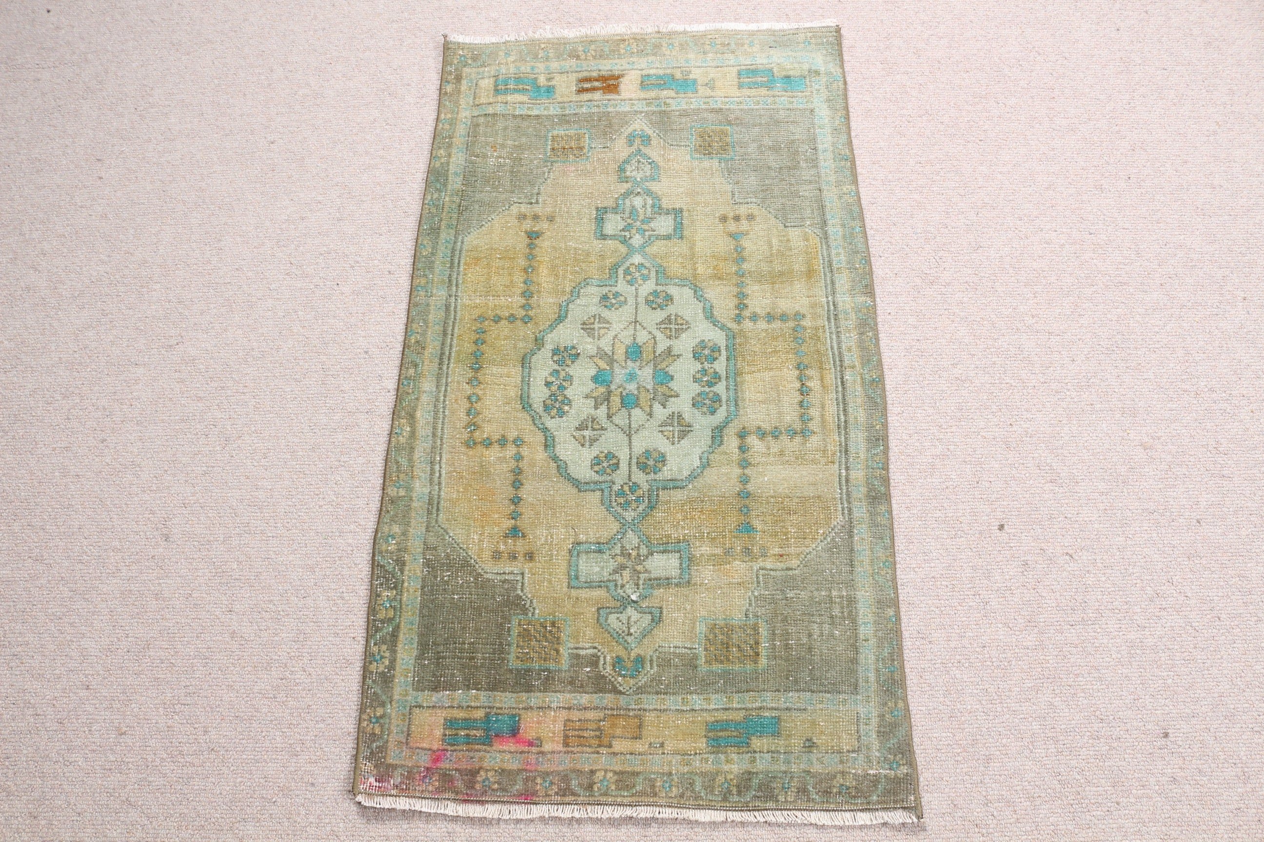 1.8x3.2 ft Small Rug, Vintage Rugs, Rugs for Nursery, Floor Rug, Turkish Rug, Bath Rug, Home Decor Rugs, Green Oriental Rug, Car Mat Rug