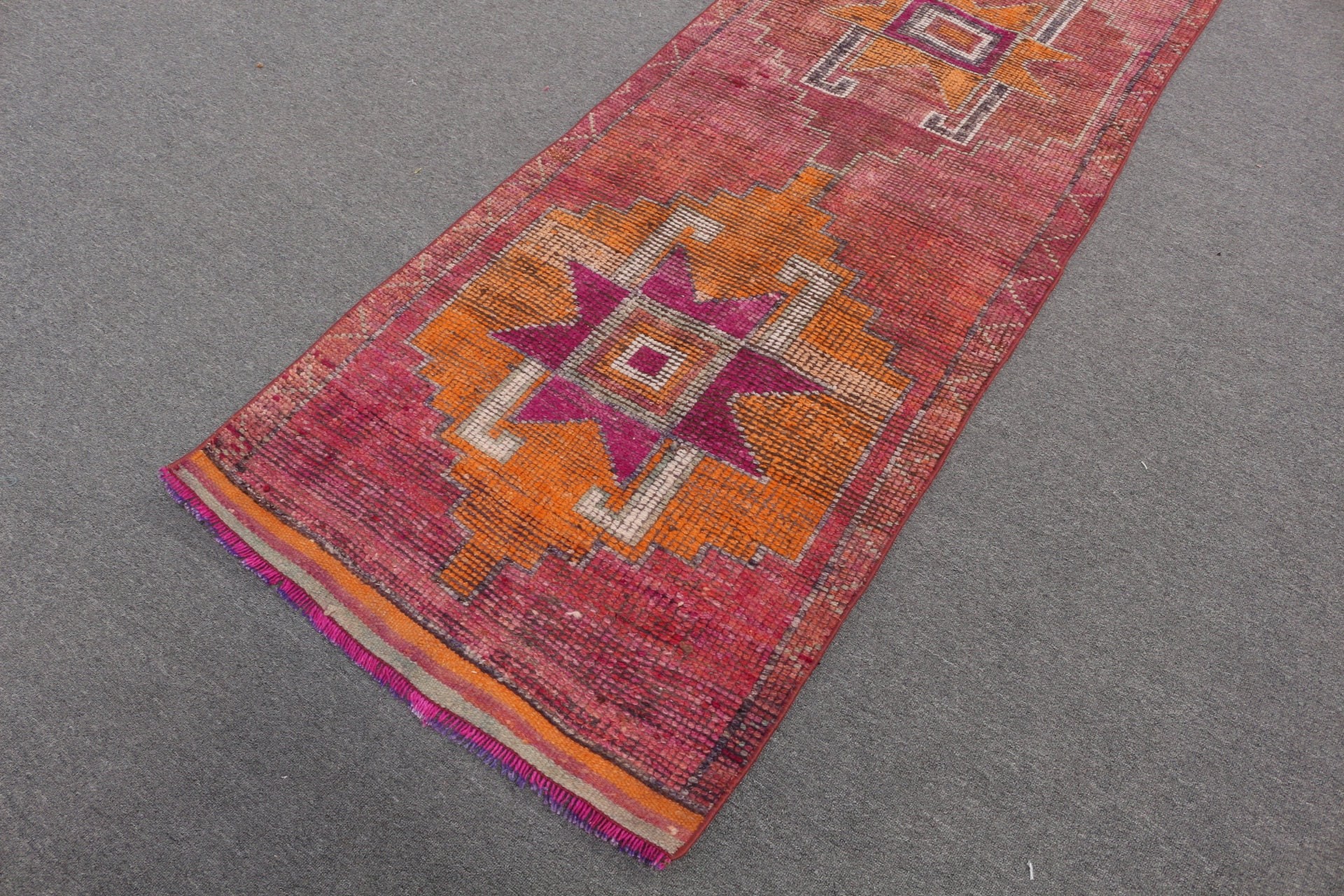 2.8x10.5 ft Runner Rug, Turkish Rugs, Stair Rugs, Vintage Rug, Cool Rugs, Antique Rug, Orange Anatolian Rug, Rugs for Kitchen, Kitchen Rug