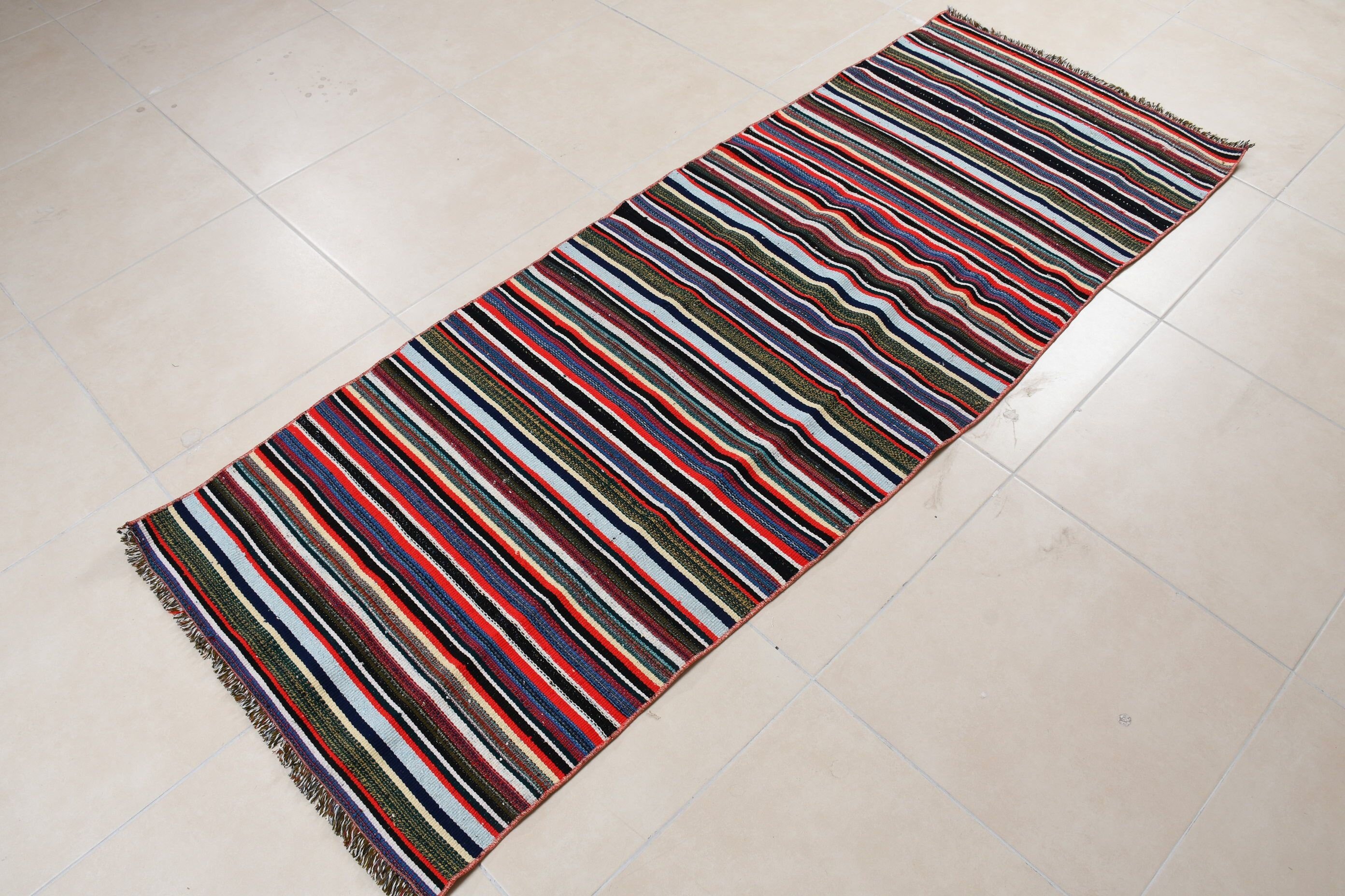 Sevimli Halılar, Kilim, Yatak Odası Halısı, 2.6x7.1 ft Yolluk Halısı, Mavi Soğuk Halı, Mutfak Halısı, Vintage Halılar, Türk Halısı, Koridor Halısı, Koridor Halıları