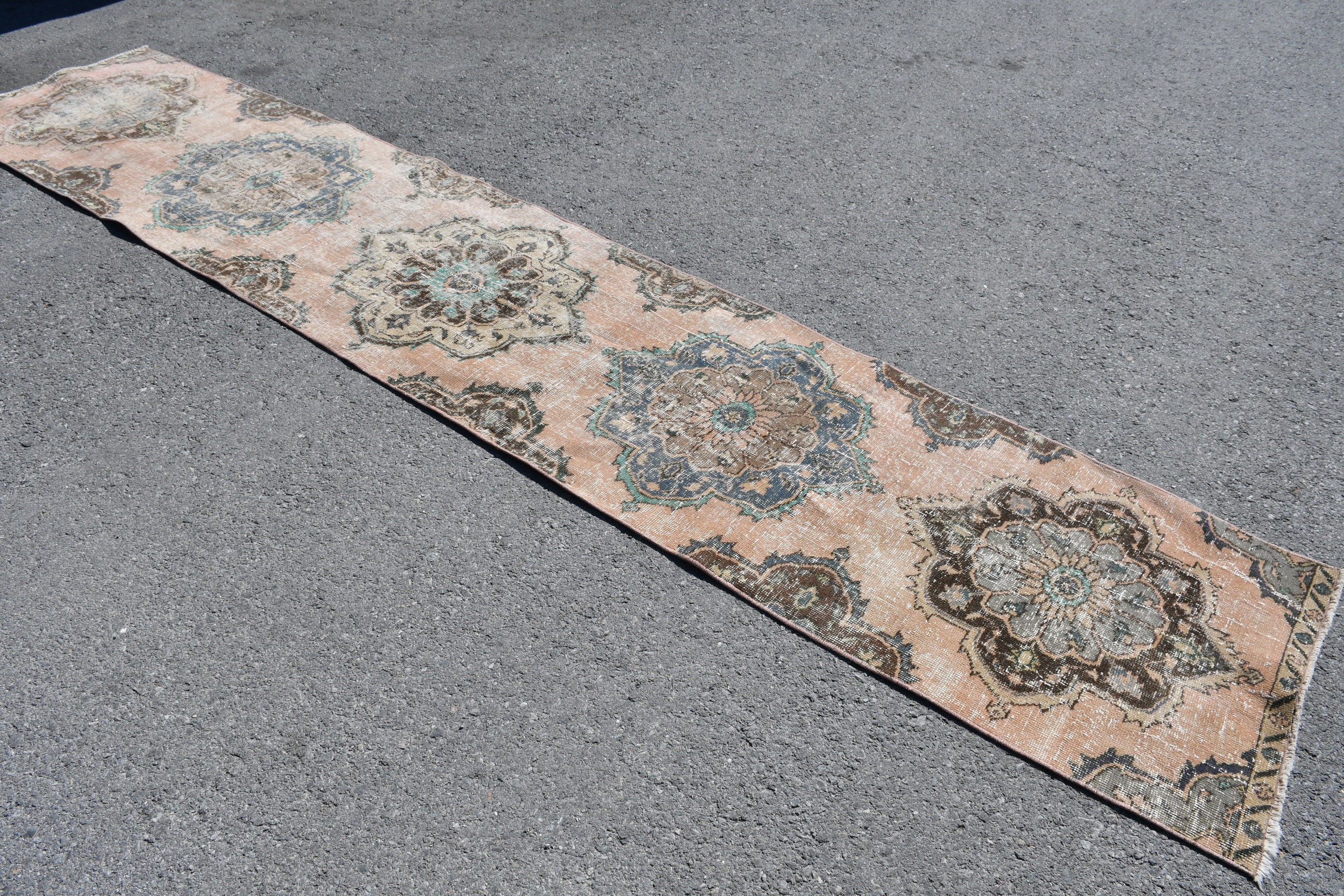 Pink Kitchen Rug, Hallway Rug, Muted Rug, Antique Rugs, Rugs for Runner, Floor Rugs, Turkish Rugs, 2.5x12.2 ft Runner Rugs, Vintage Rug
