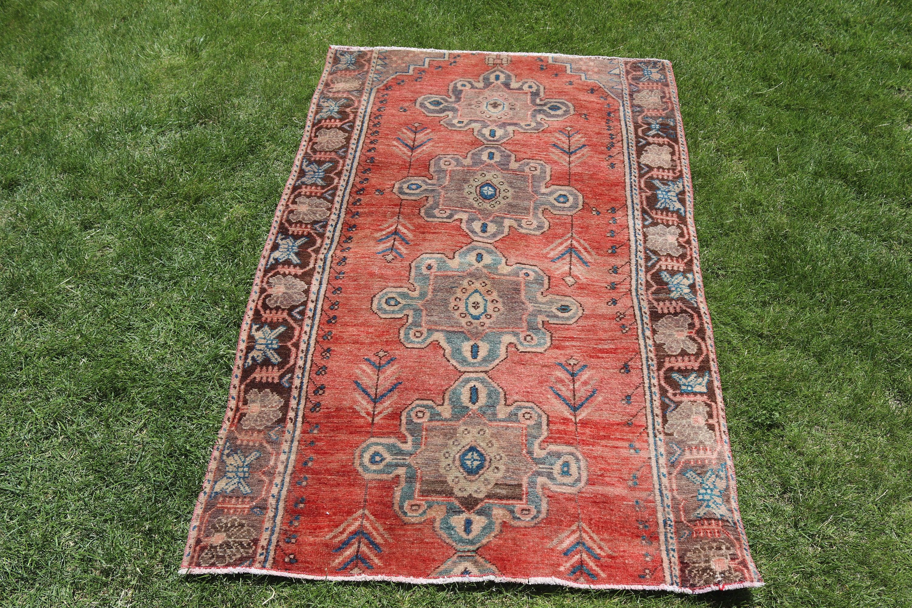 Turuncu Boho Halı, Açıklama Halıları, Duvara Asılı Halı, Küçük Boho Halıları, Vintage Halılar, Türk Halısı, 3.1x4.7 ft Küçük Halılar, Nötr Halılar