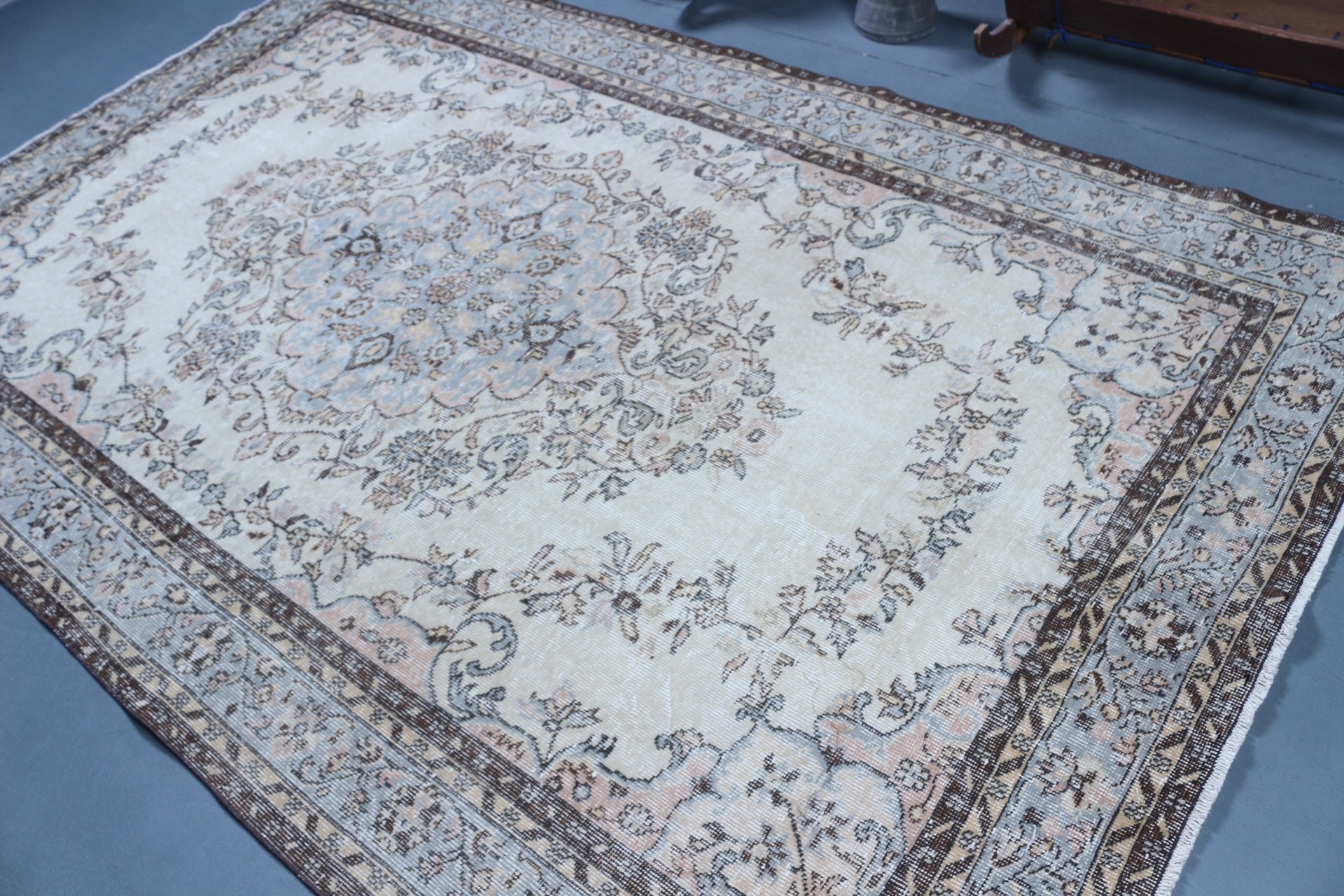 Salon Rug, Kitchen Rug, Bedroom Rug, Vintage Decor Rugs, Turkish Rug, Moroccan Rug, Vintage Rug, Beige Antique Rug, 6.1x9.8 ft Large Rugs