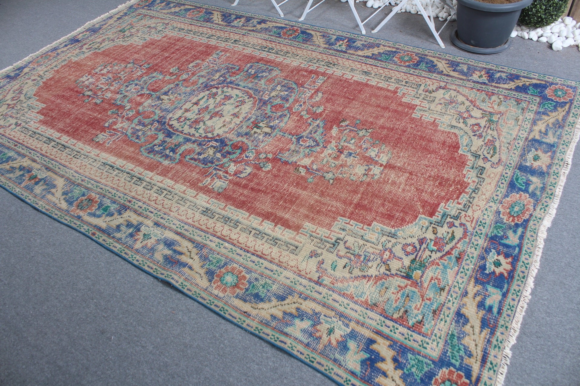 Salon Rugs, Anatolian Rug, Turkish Rug, Bedroom Rug, Red Wool Rugs, Kitchen Rug, Rugs for Dining Room, Vintage Rug, 6.2x8.7 ft Large Rug