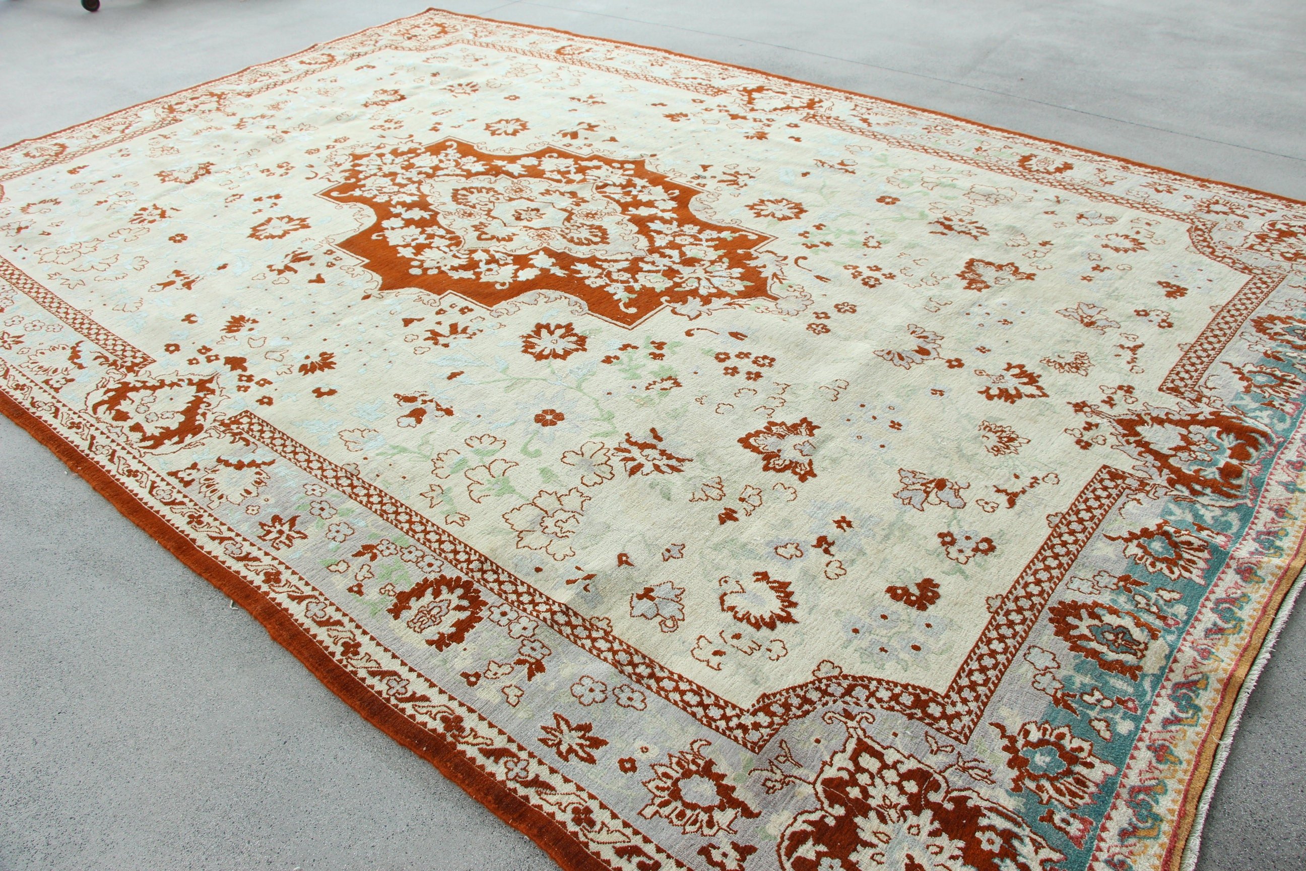 Bej Mutfak Halıları, Vintage Halılar, Oturma Odası Halısı, Salon Halısı, 9.4x14.8 ft Büyük Boy Halı, Türk Halısı, Geometrik Halılar, Fas Halısı