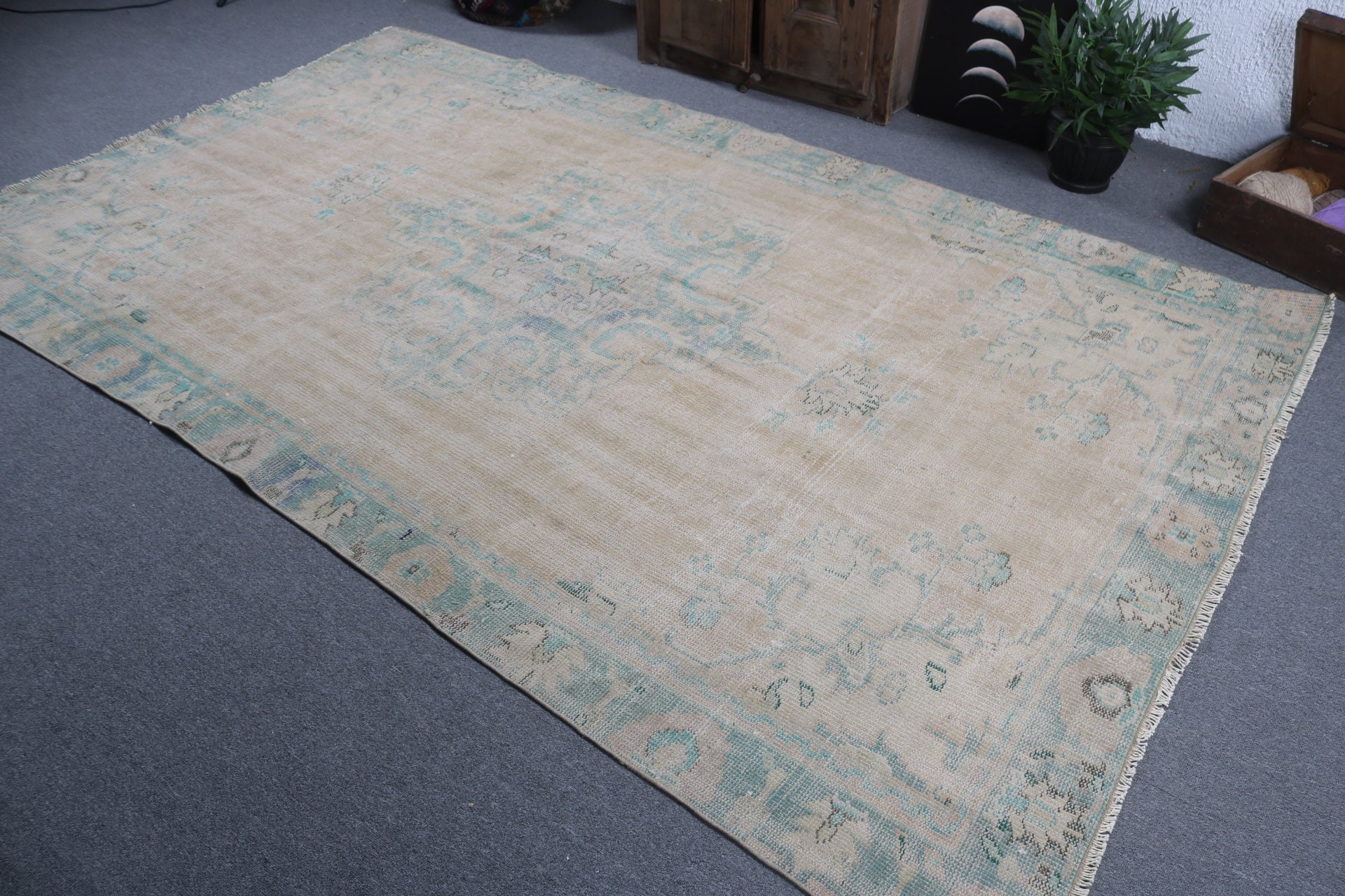 Egzotik Halı, Kahverengi Yatak Odası Halısı, Büyük Boho Halıları, Vintage Halılar, Nötr Halı, 5.8x9.8 ft Büyük Halı, Salon Halısı, Türk Halısı